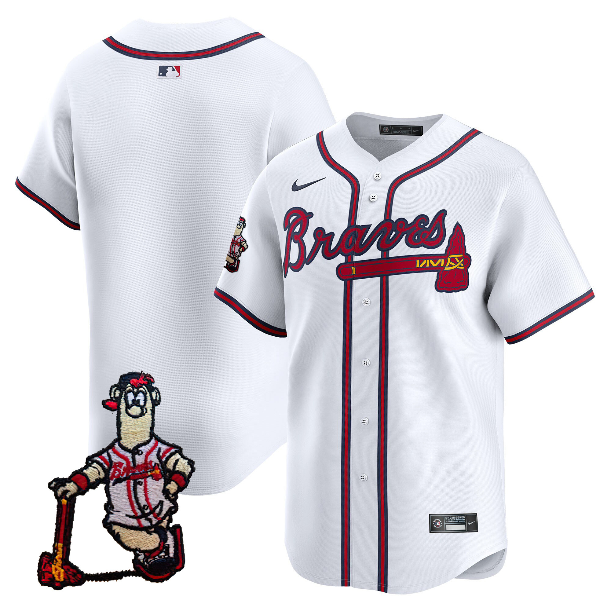 Team Men's Atlanta Braves Blooper Patch Vapor Premier Limited White Jersey - All Stitched