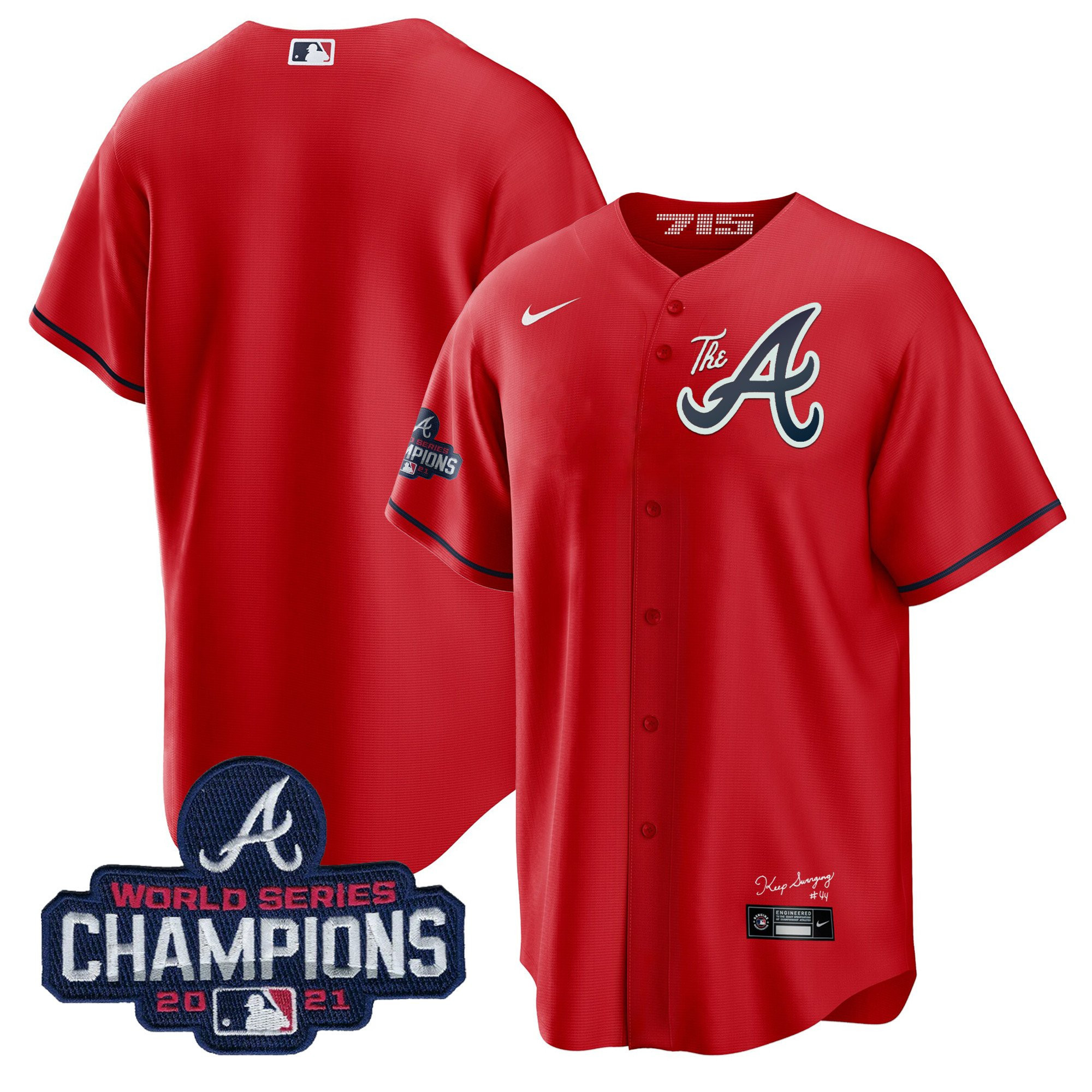 Team Men's Atlanta Braves Champions City Connect Gold Cool Base Red Jersey - All Stitched
