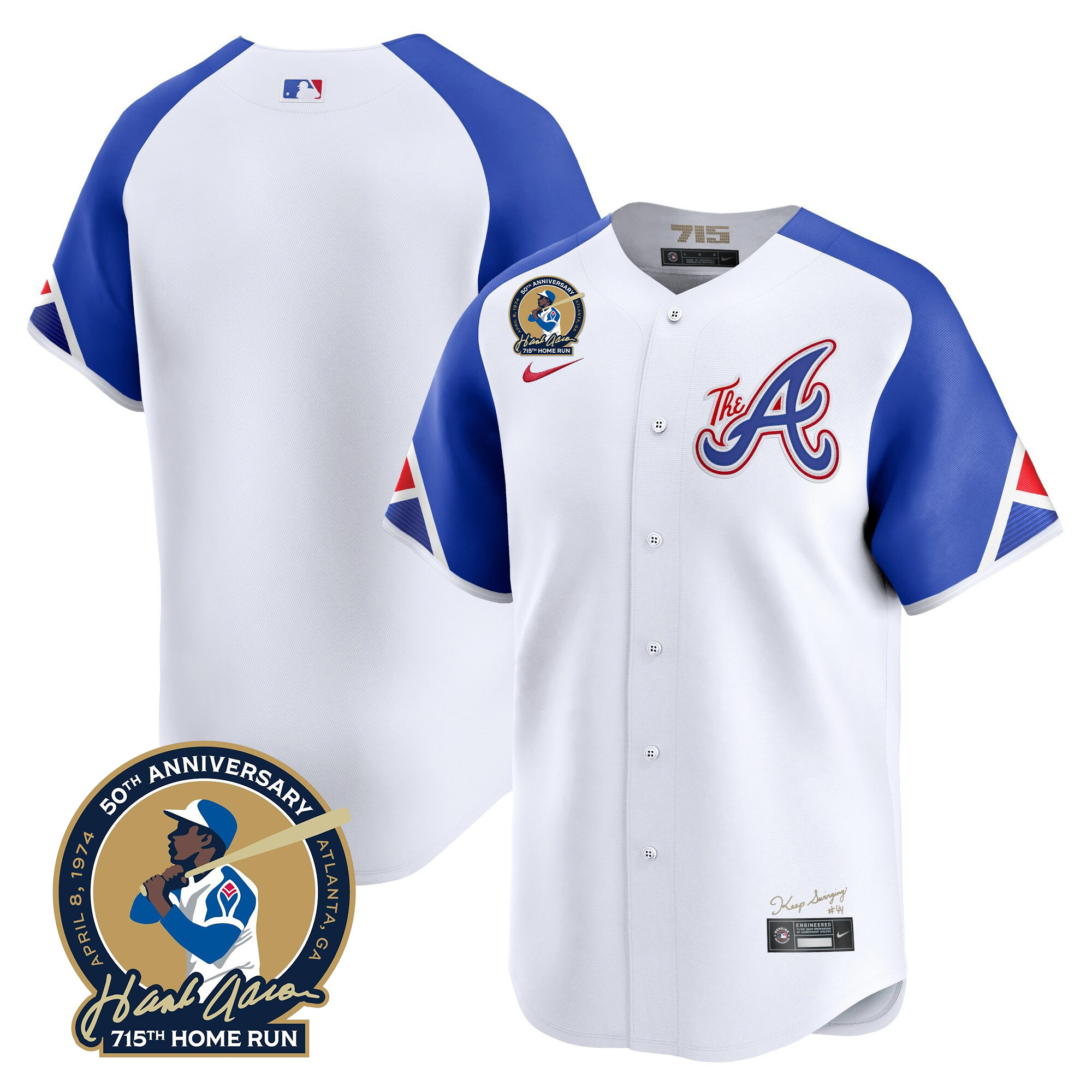 Team Men's Atlanta Braves Hank Aaron 715th Home Run Patch Vapor Premier Limited City Connect Jersey - All Stitched