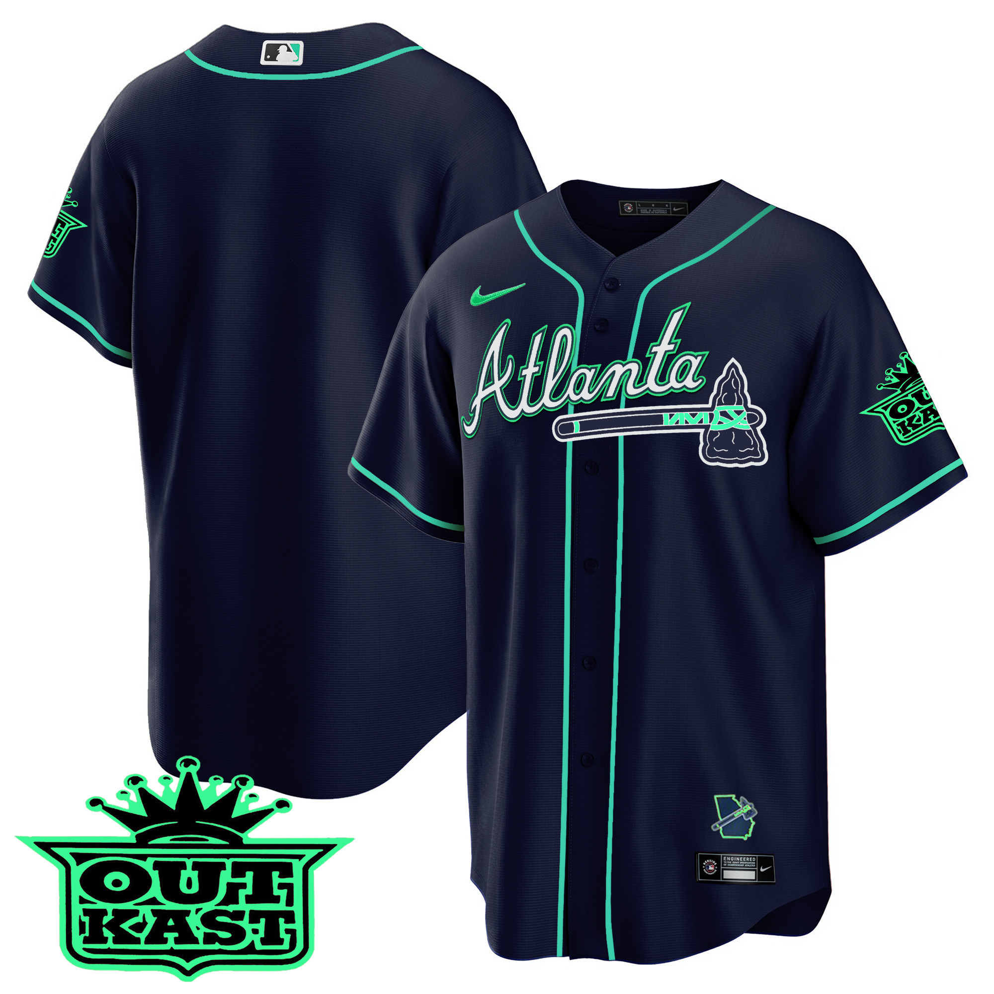 Team Men's Atlanta Braves Outkast Cool Base V3 - Galaxy Version Atliens Jersey - All Stitched