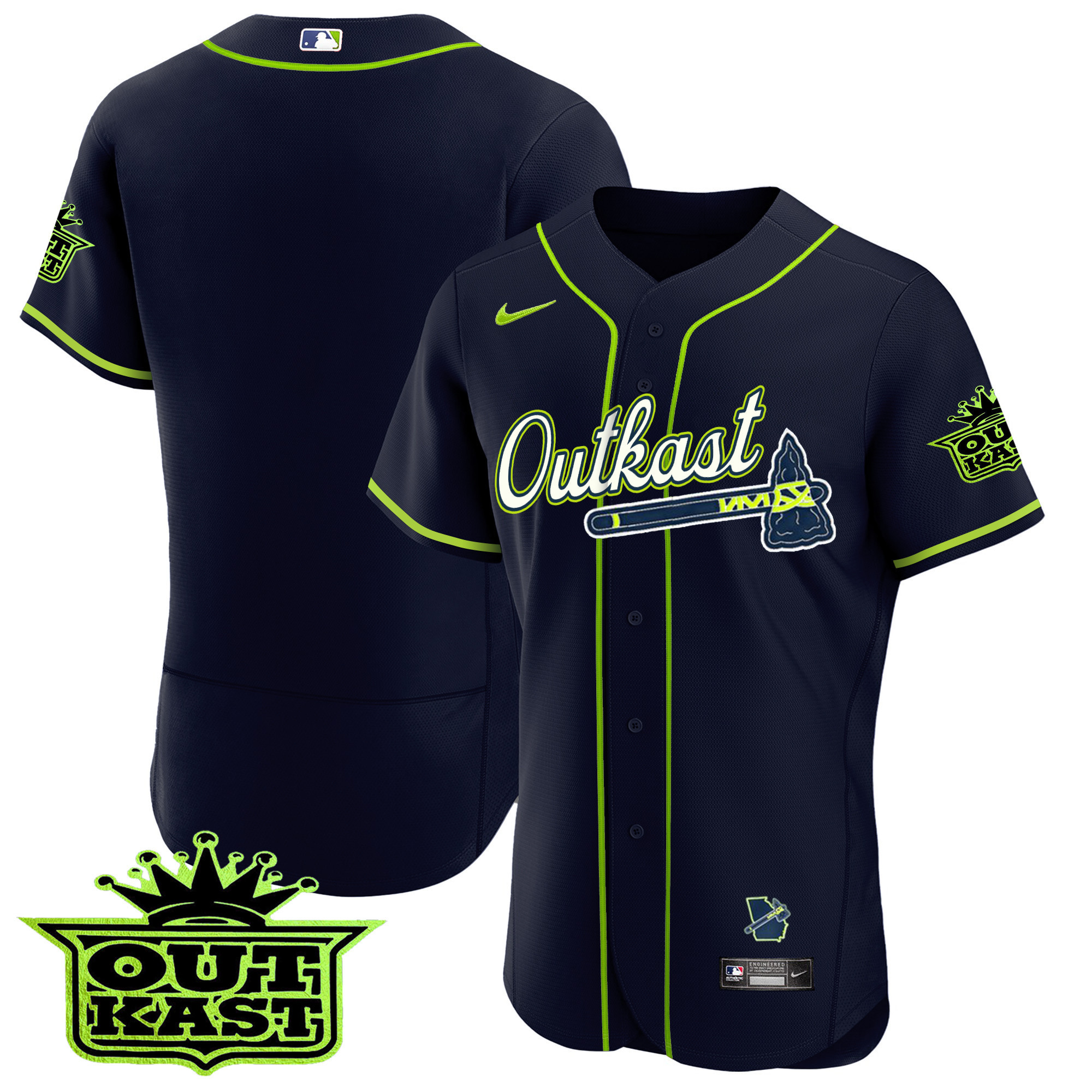 Team Men's Atlanta Braves Outkast Flex Base Atliens Jersey - All Stitched