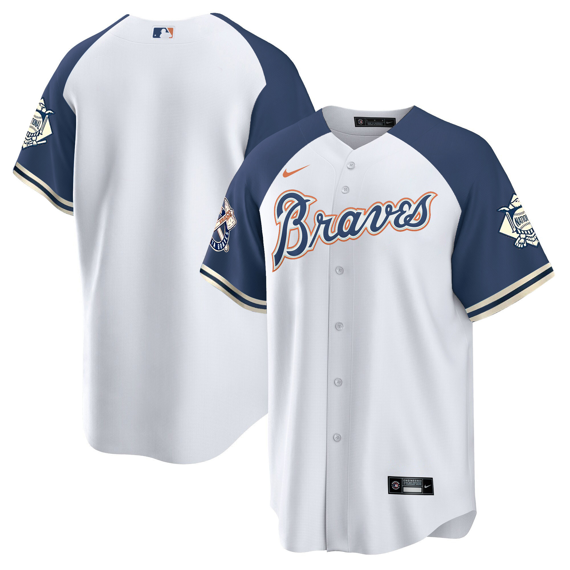 Team Men's Atlanta Braves Peaches n' Cream Alternate Navy Jersey - All Stitched