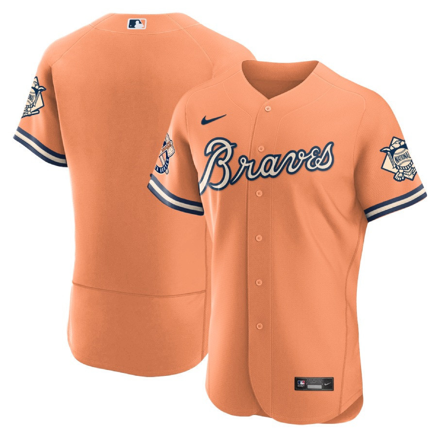 Team Men's Atlanta Braves Peaches n' Cream Flex Cream Jersey - All Stitched