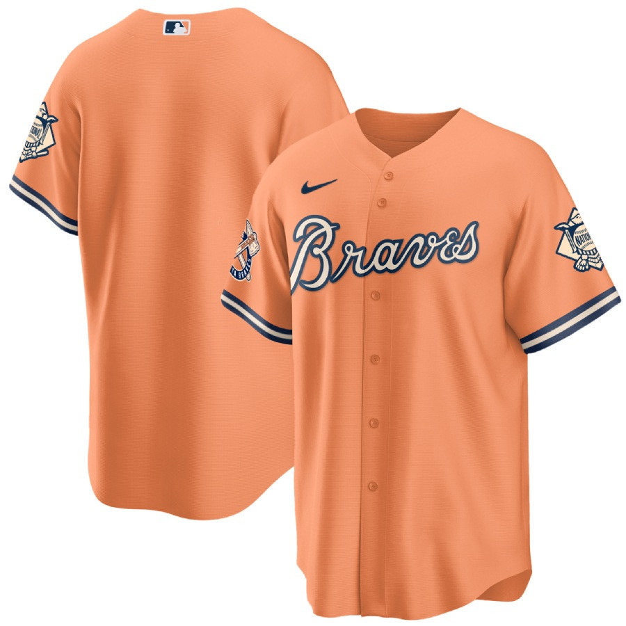 Team Men's Atlanta Braves Peaches n' Cream Jersey - All Stitched