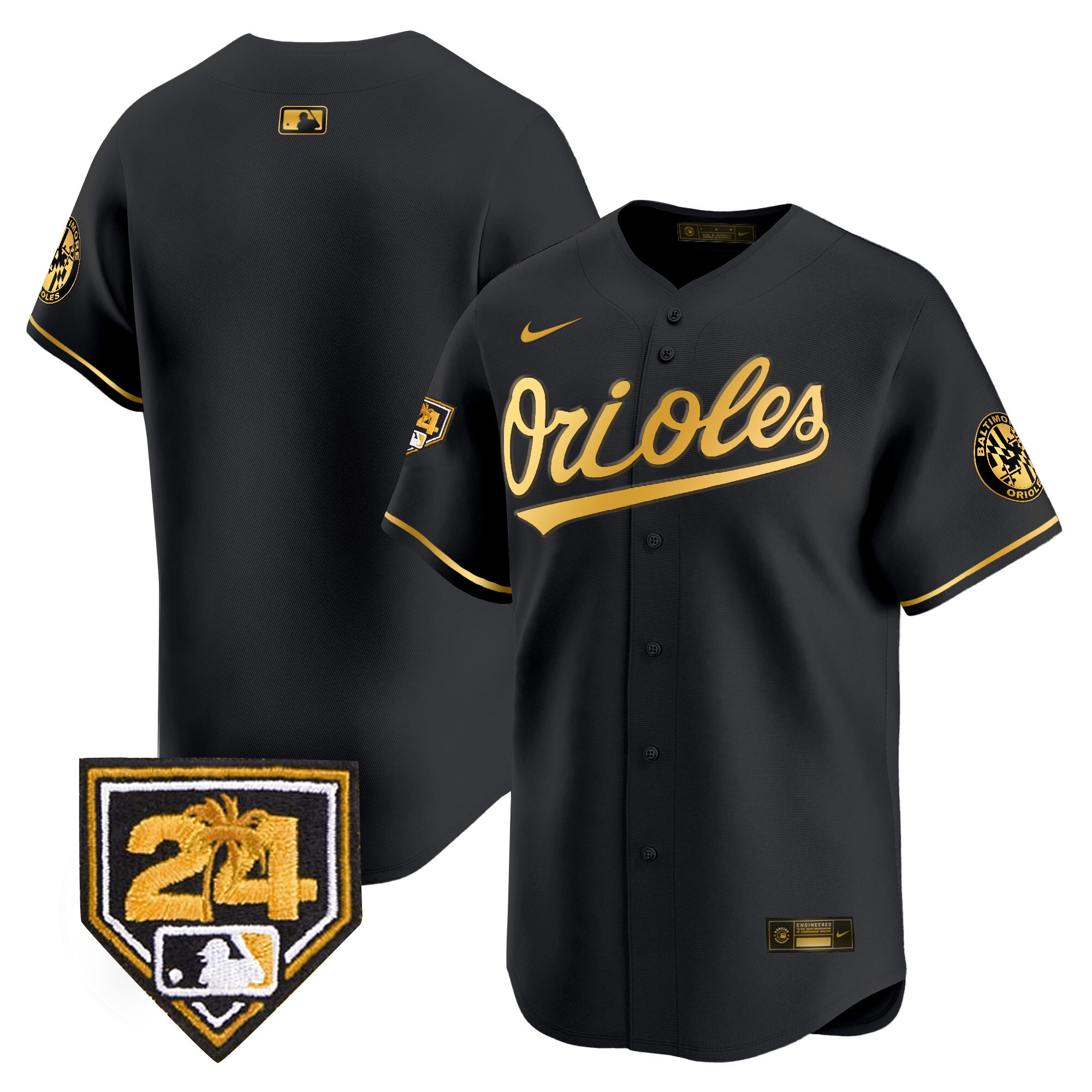 Team Men's Baltimore Orioles 2024 Spring Training Patch Vapor Premier Limited Black Limited Jersey - All Stitched