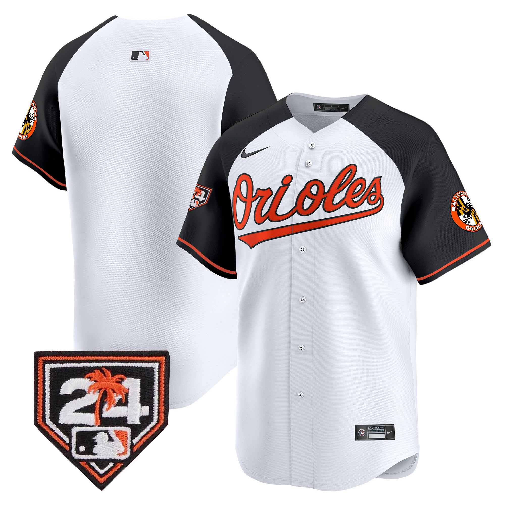 Team Men's Baltimore Orioles 2024 Spring Training Patch Vapor Premier Limited White Alternate Jersey - All Stitched