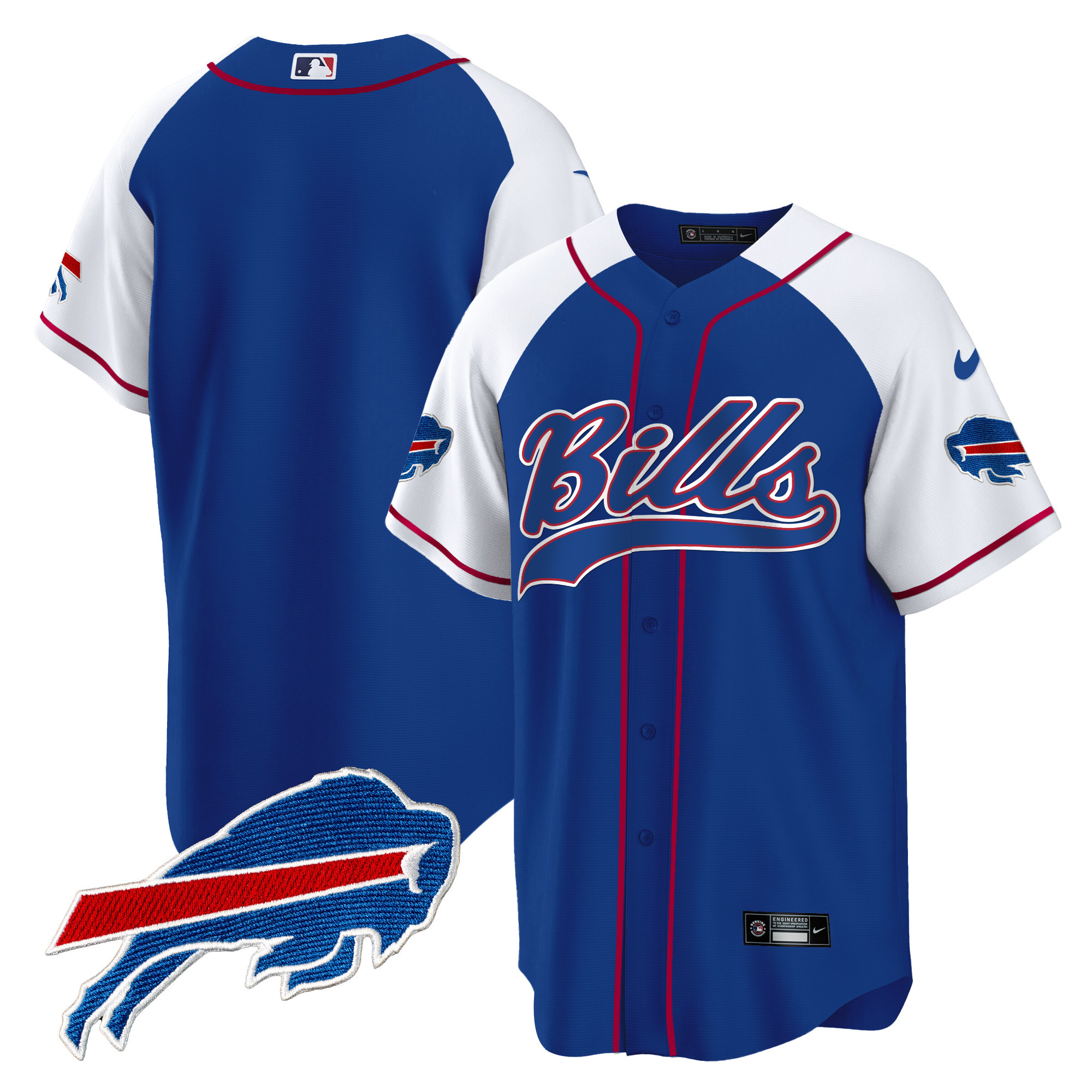 Team Men's Buffalo Bills Baseball Royal Alternate Jersey - All Stitched 