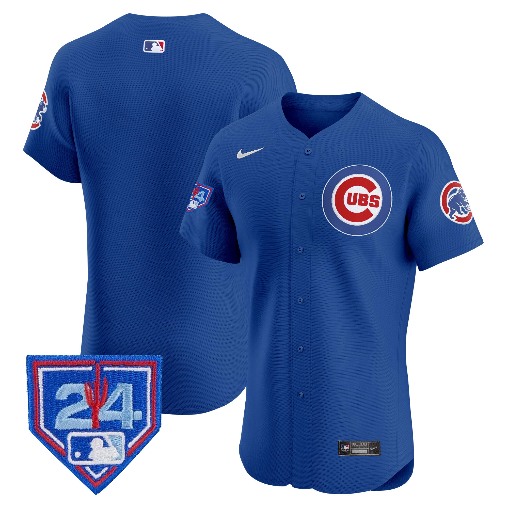 Team Men's Chicago Cubs 2024 Spring Training Patch Vapor Premier Elite V2 Royal Jersey - All Stitched