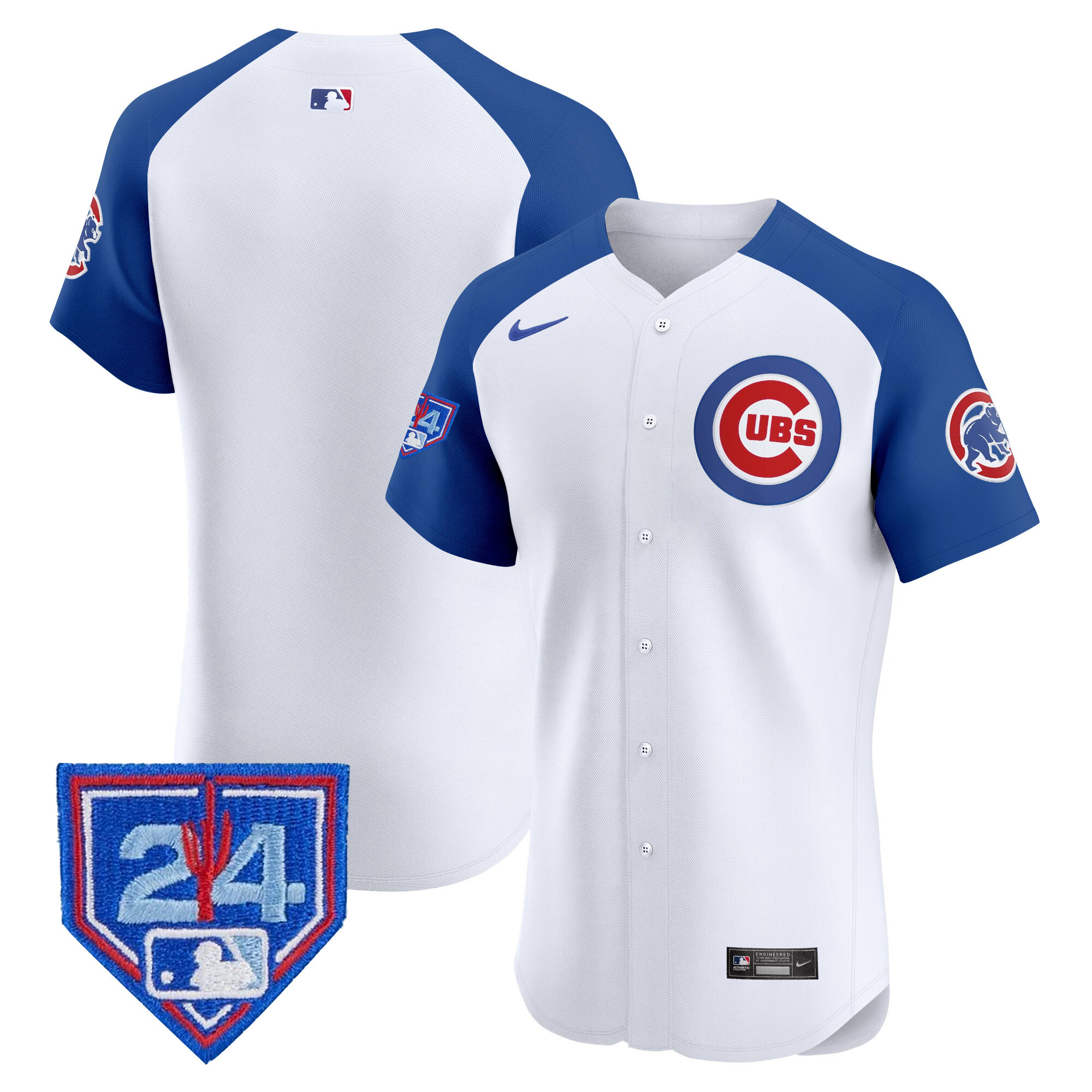 Team Men's Chicago Cubs 2024 Spring Training Patch Vapor Premier Elite V2 White Alternate Jersey - All Stitched