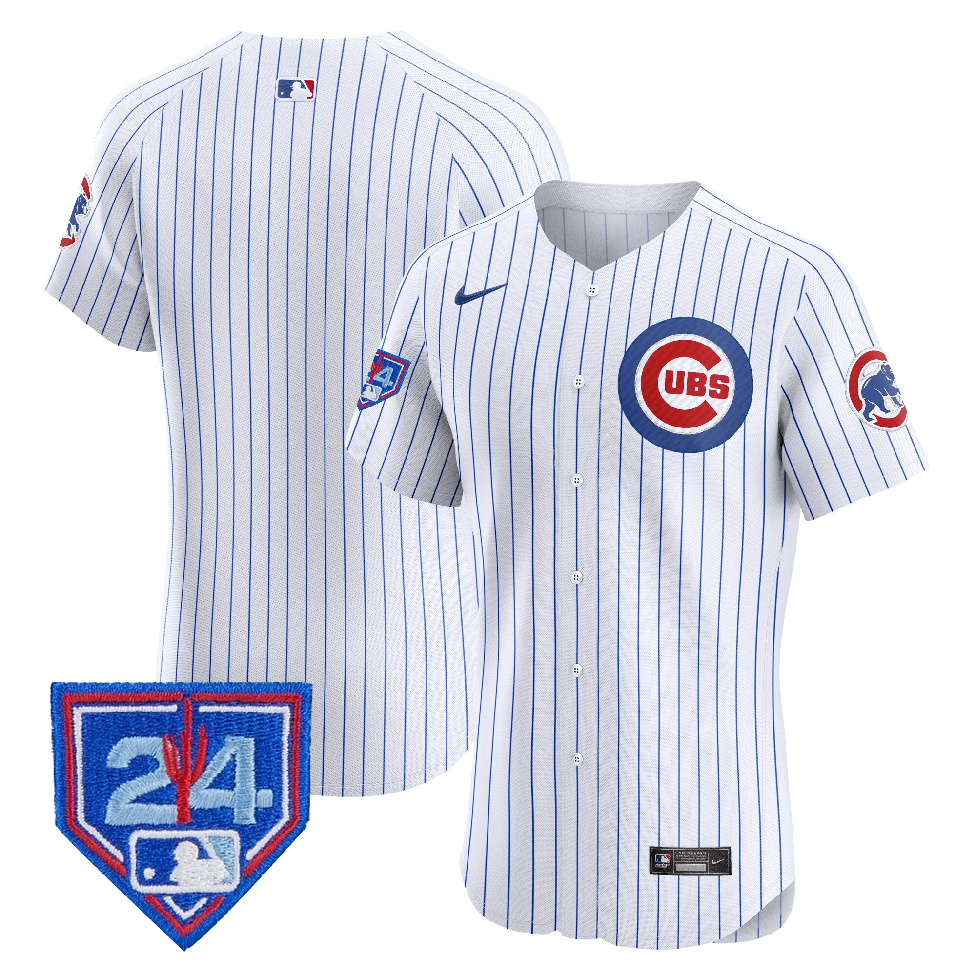 Team Men's Chicago Cubs 2024 Spring Training Patch Vapor Premier Elite V2 White Jersey - All Stitched