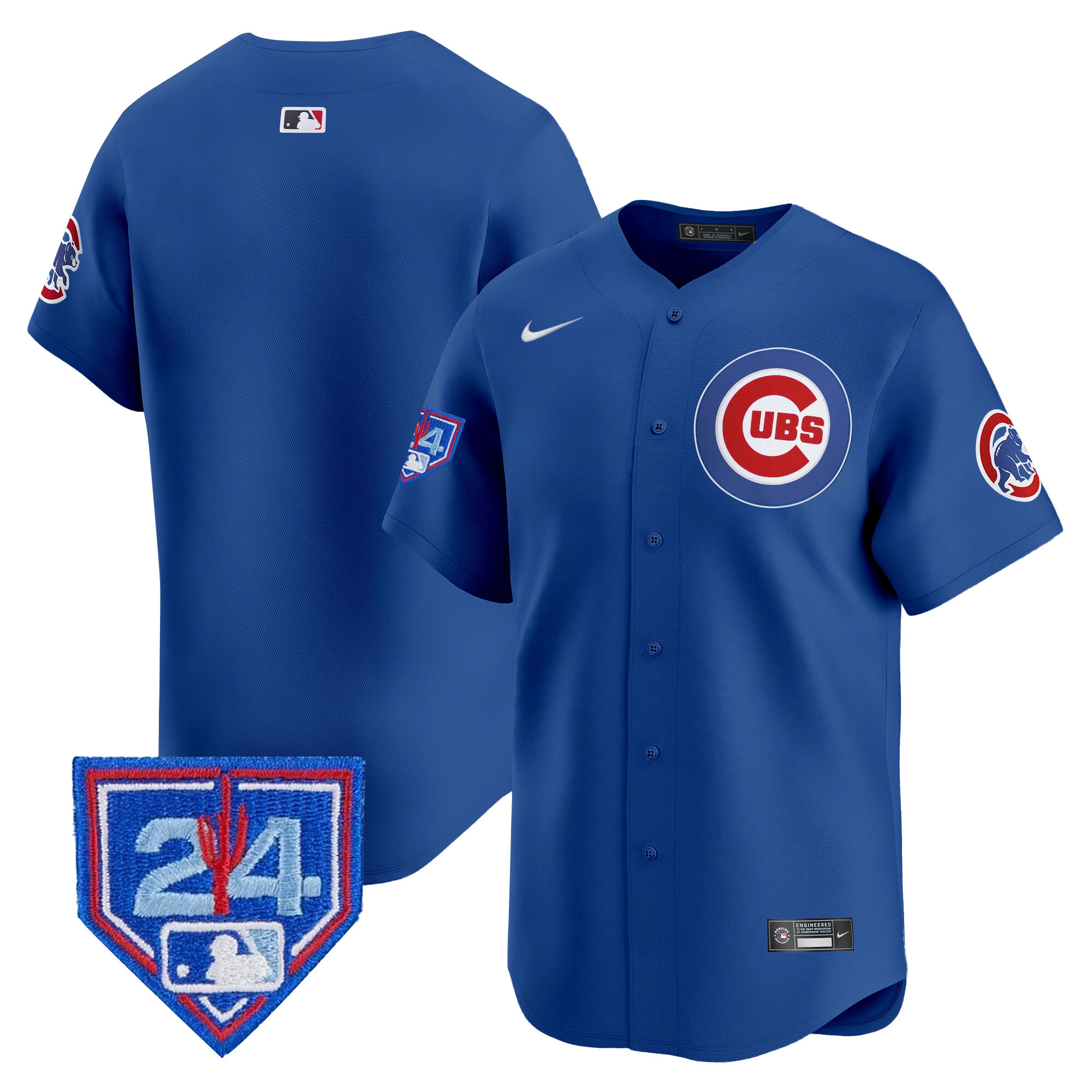 Team Men's Chicago Cubs 2024 Spring Training Patch Vapor Premier Limited Royal Jersey - All Stitched