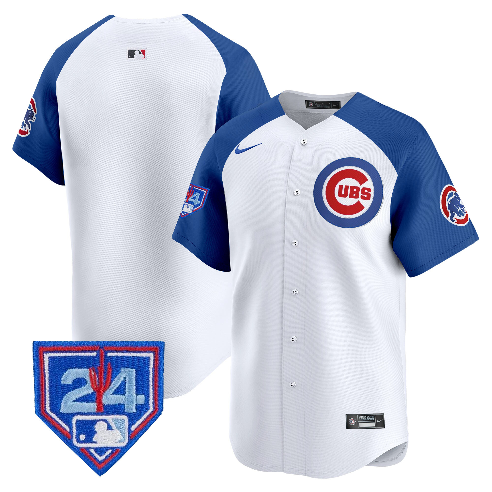 Team Men's Chicago Cubs 2024 Spring Training Patch Vapor Premier Limited White Alternate Jersey - All Stitched
