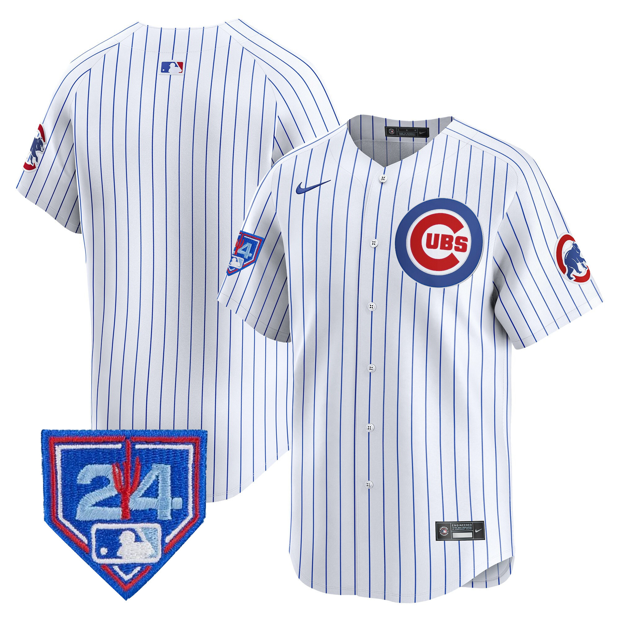 Team Men's Chicago Cubs 2024 Spring Training Patch Vapor Premier Limited White Jersey - All Stitched