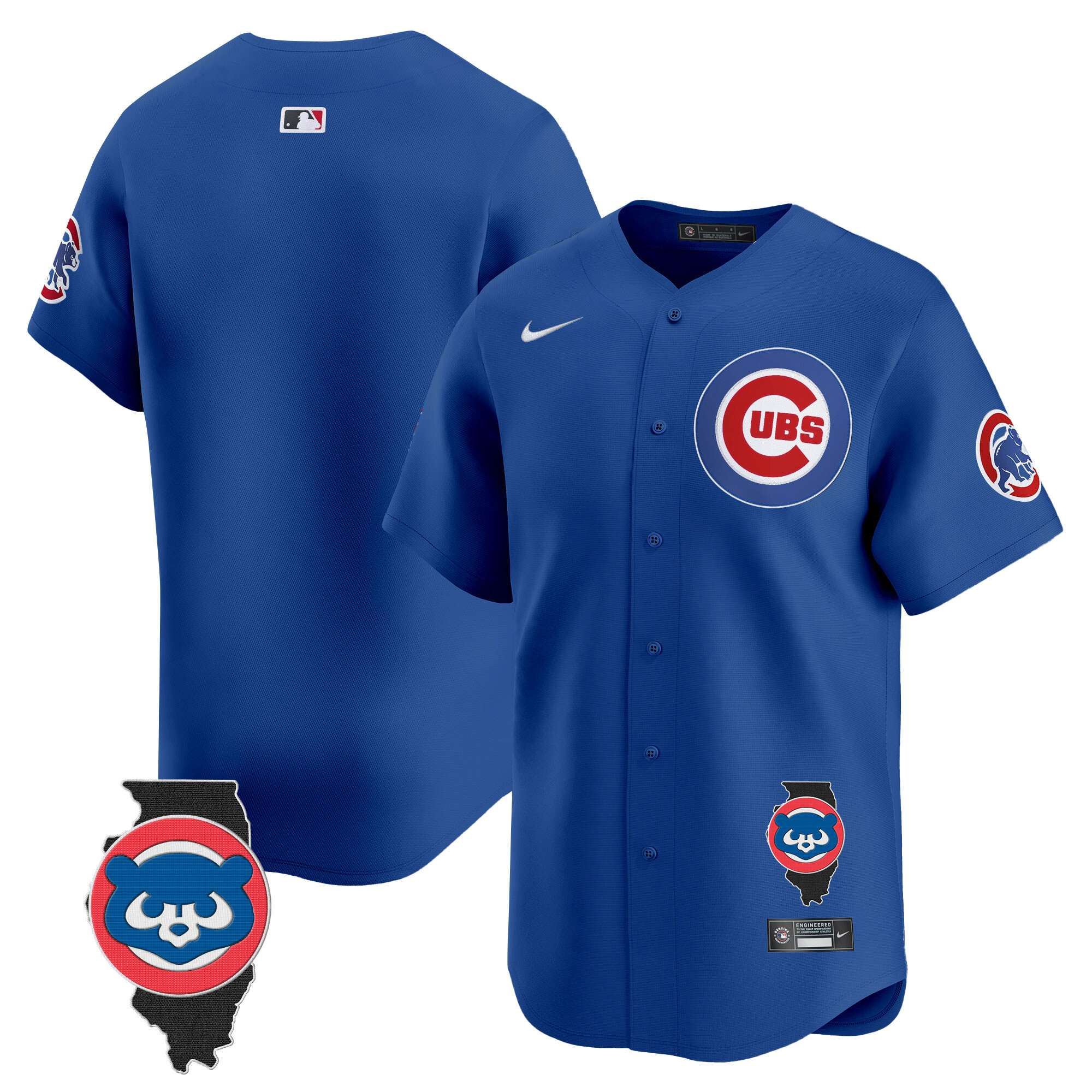 Team Men's Chicago Cubs Illinois Patch Vapor Premier Limited V2 Royal Jersey - All Stitched