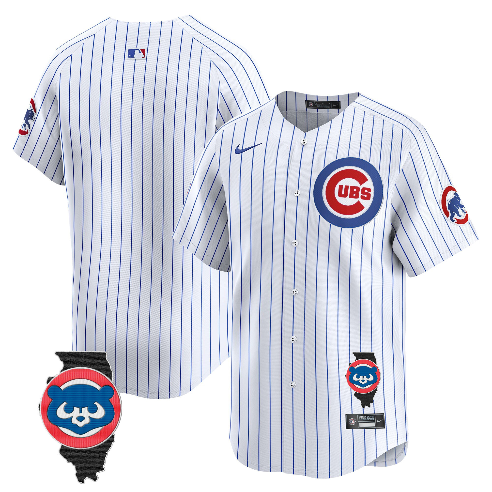 Team Men's Chicago Cubs Illinois Patch Vapor Premier Limited V2 White Jersey - All Stitched
