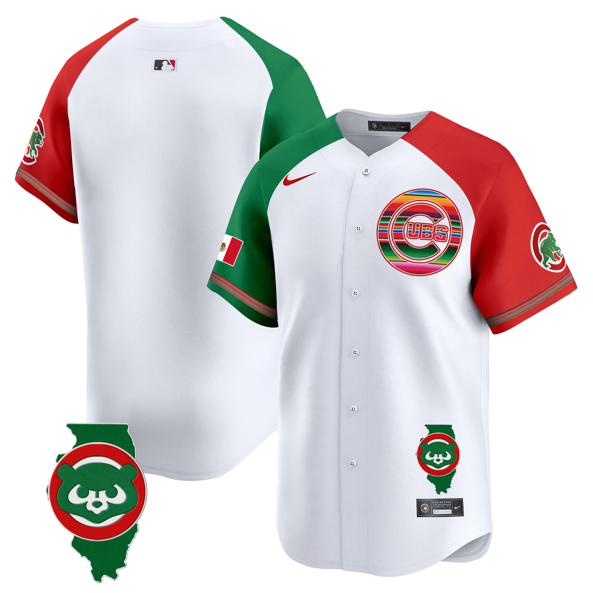 Team Men's Chicago Cubs Mexico Illinois Patch Vapor Premier Limited Alternate Jersey - All Stitched