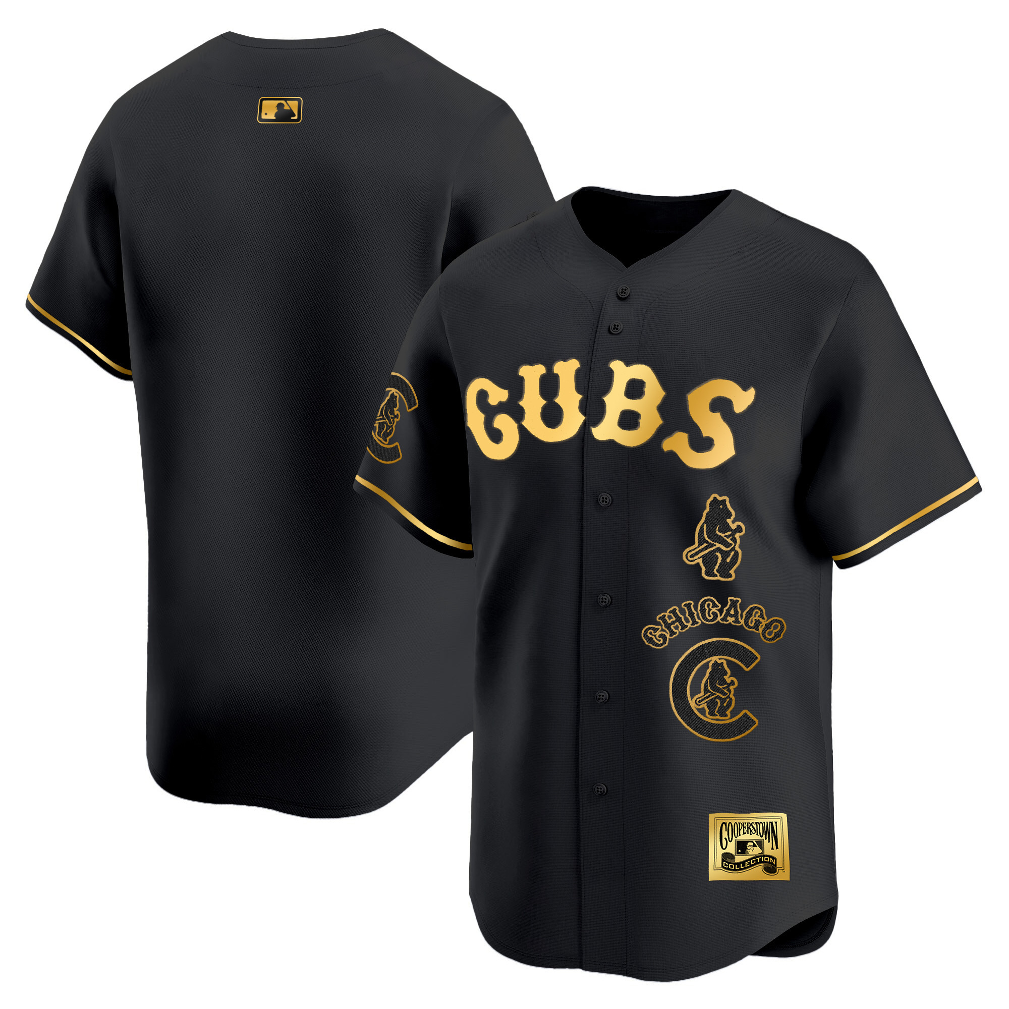 Team Men's Chicago Cubs Special Vapor Premier Limited Black Gold Jersey - All Stitched
