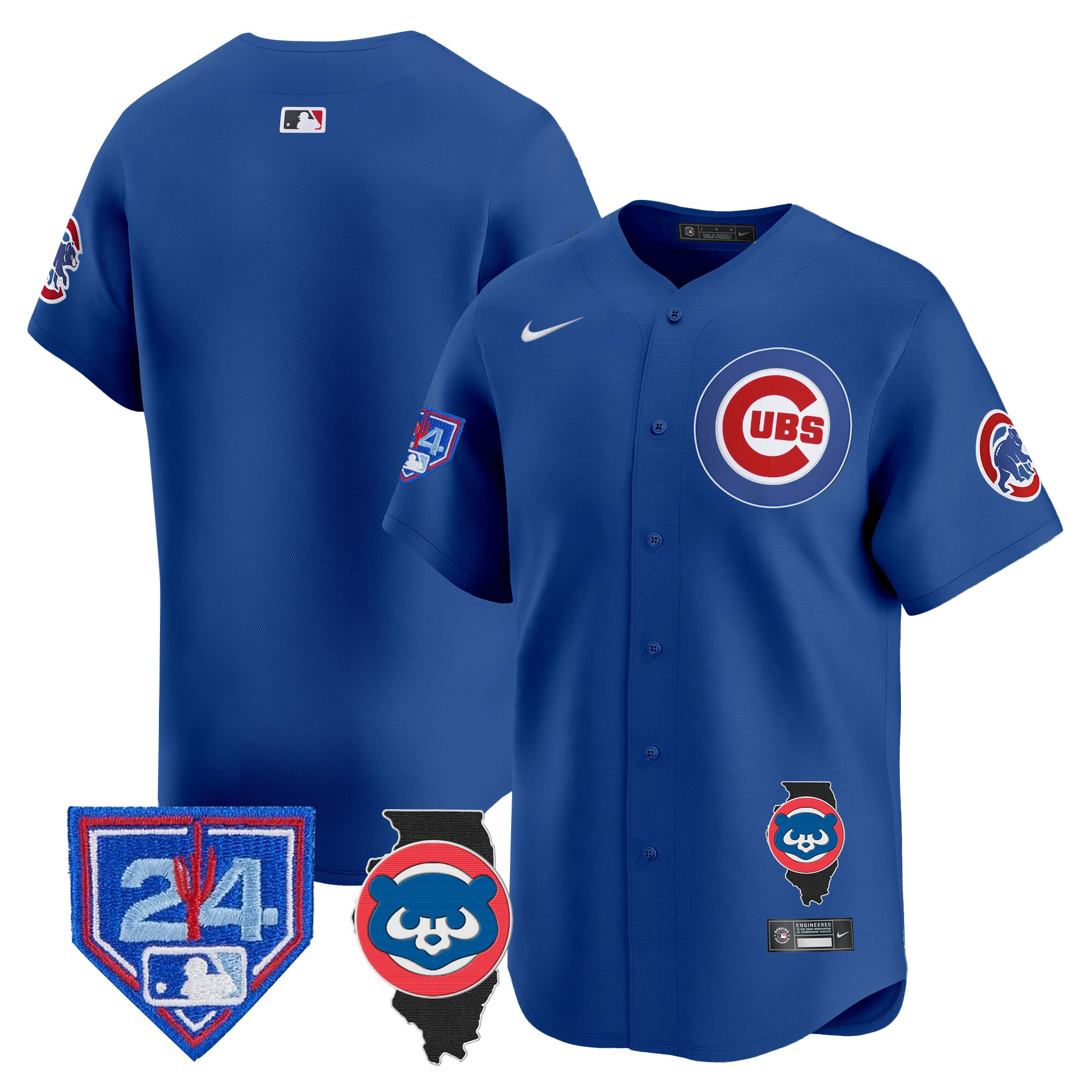Team Men's Chicago Cubs Spring Training & Illinois Patch Vapor Premier Limited Royal Jersey - All Stitched