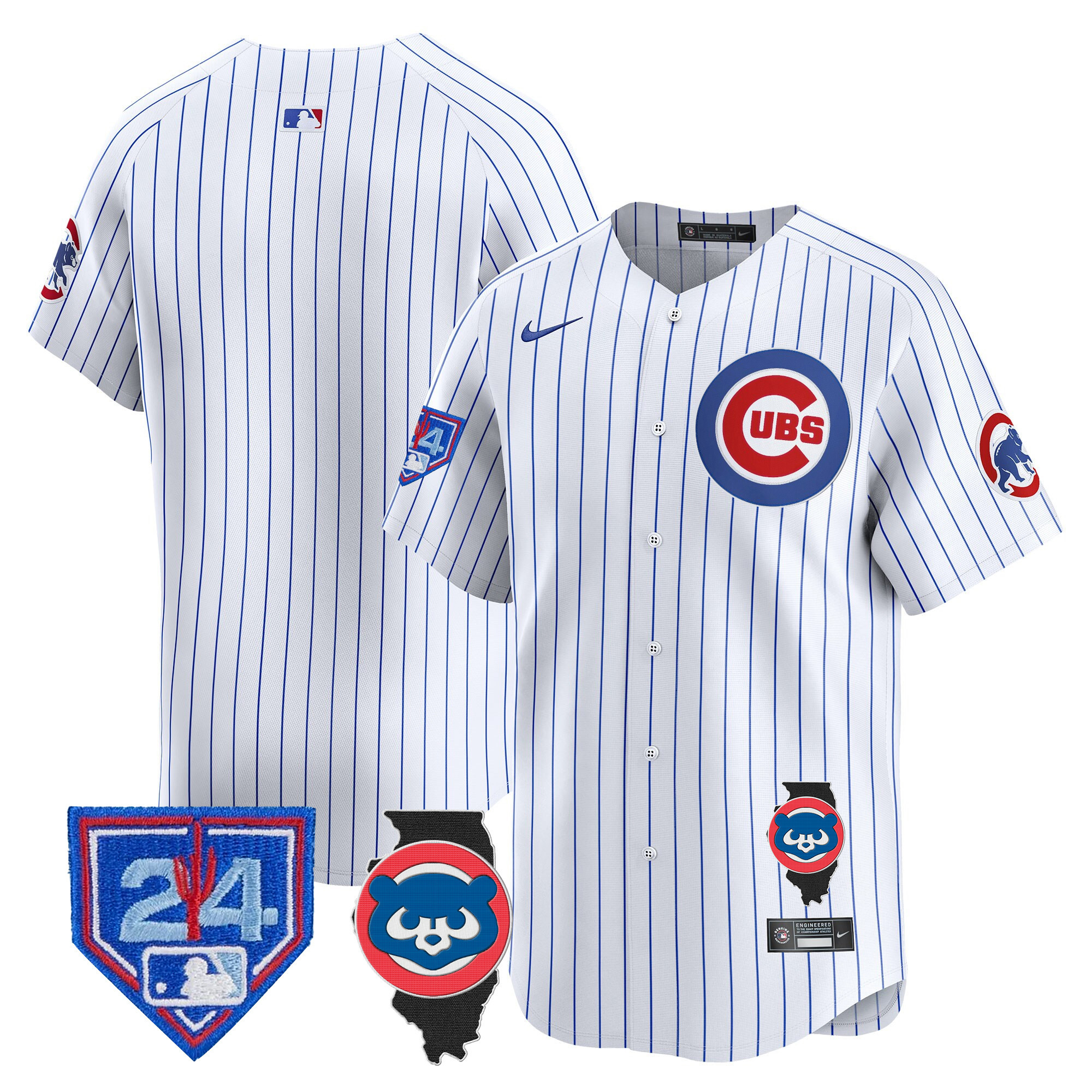 Team Men's Chicago Cubs Spring Training & Illinois Patch Vapor Premier Limited White Jersey - All Stitched