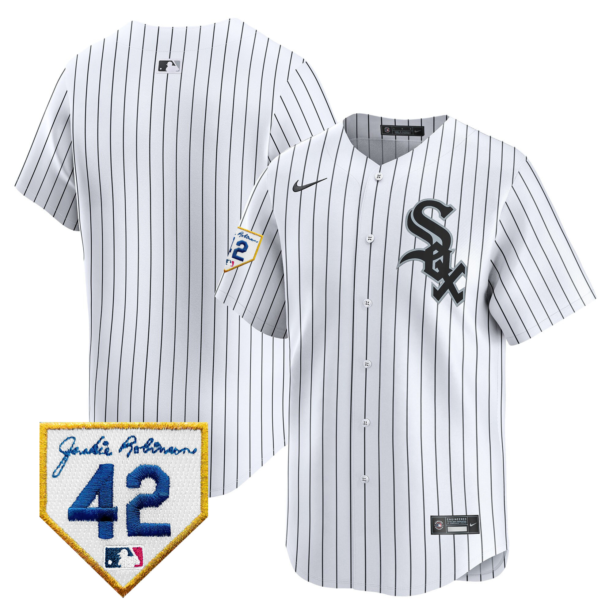 Team Men's Chicago White Sox 2024 Jackie Robinson Patch Vapor Premier Limited Jersey - All Stitched