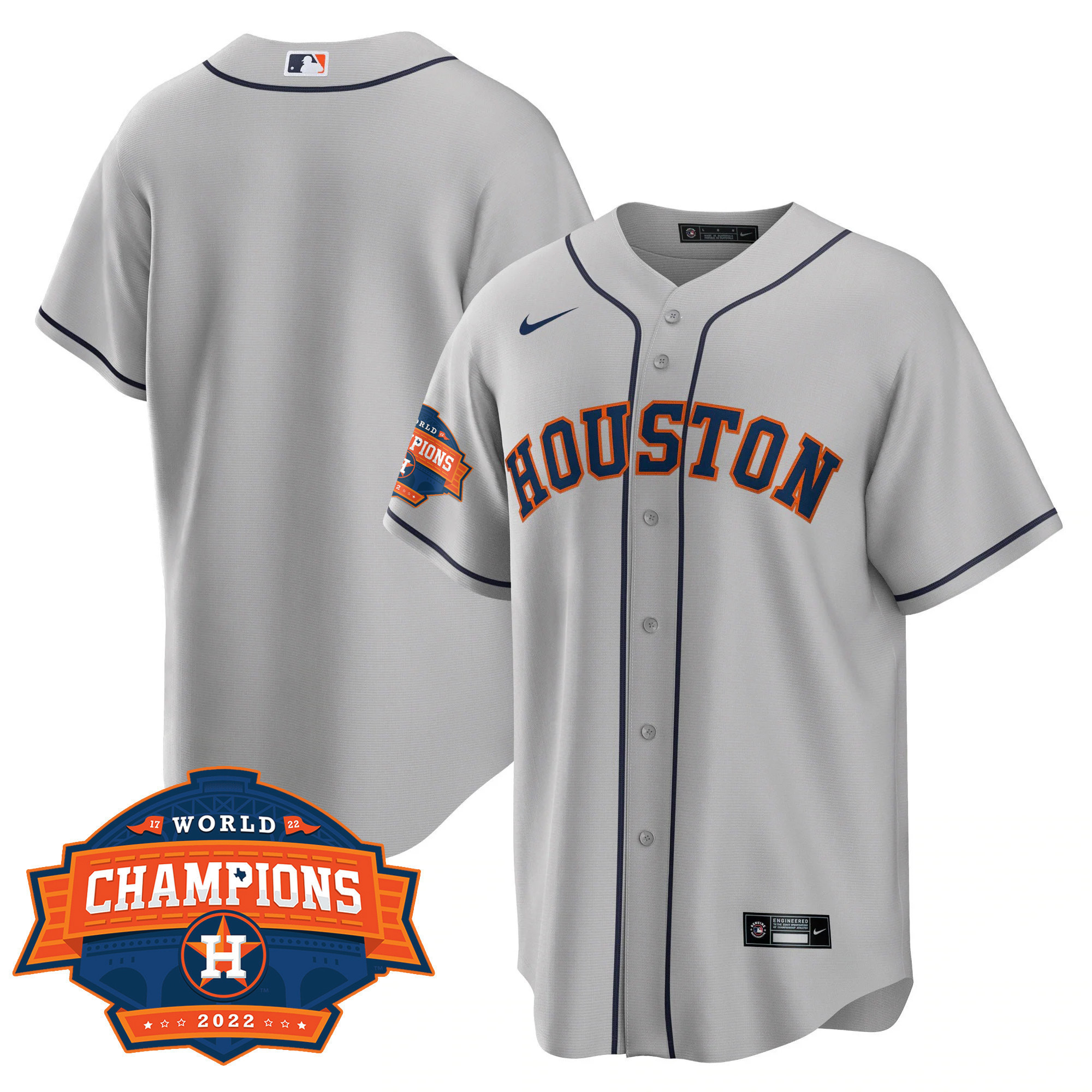 Team Men's Houston Astros 2022 Champions Limited Gray Road Player Cool Base Jersey - All Stitched