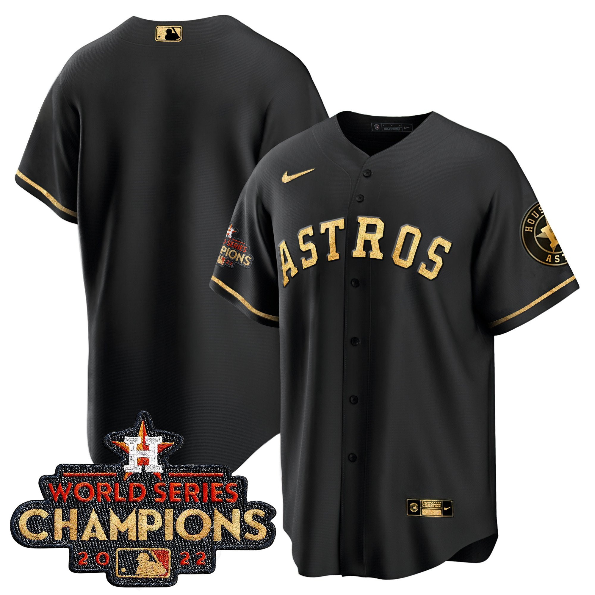 Team Men's Houston Astros 2022 World Series Champions Color Rush Cool Black Jersey - All Stitched