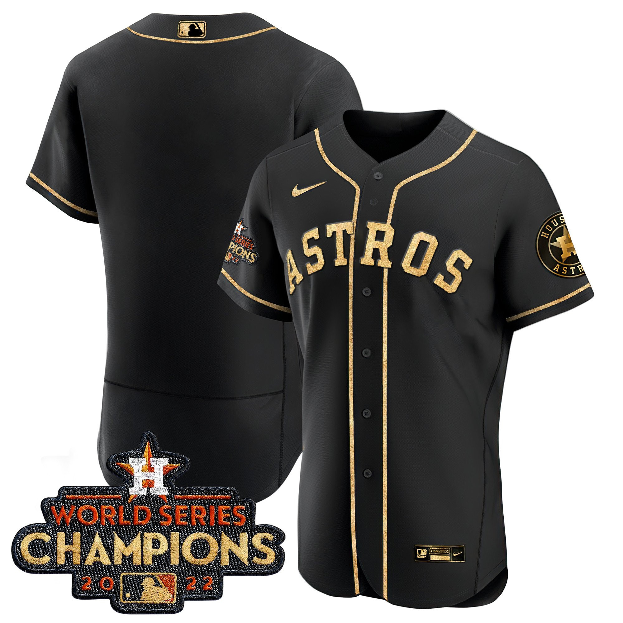 Team Men's Houston Astros 2022 World Series Champions Color Rush Flex Black Jersey - All Stitched