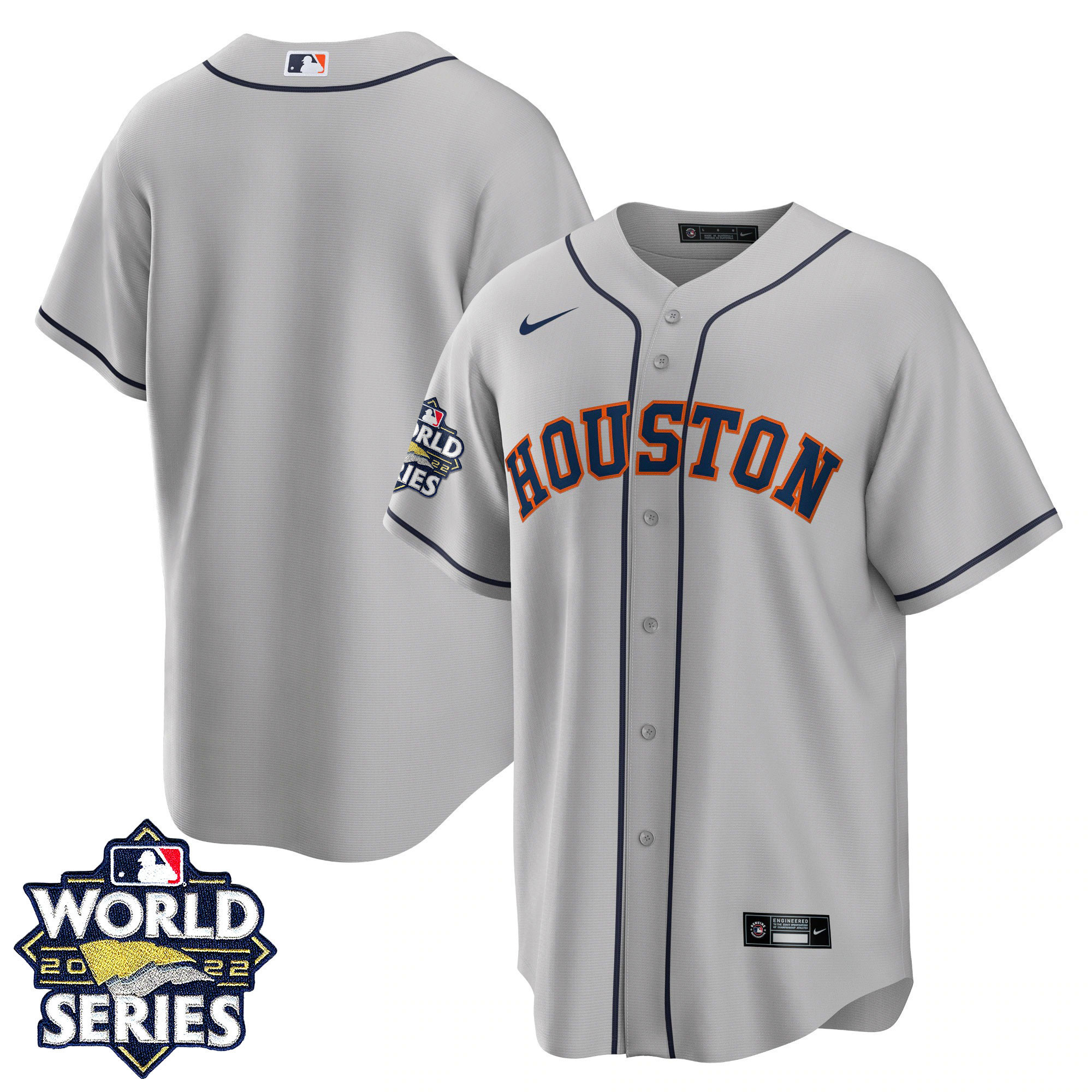 Team Men's Houston Astros 2022 World Series Gray Road Player Cool Base Jersey - All Stitched