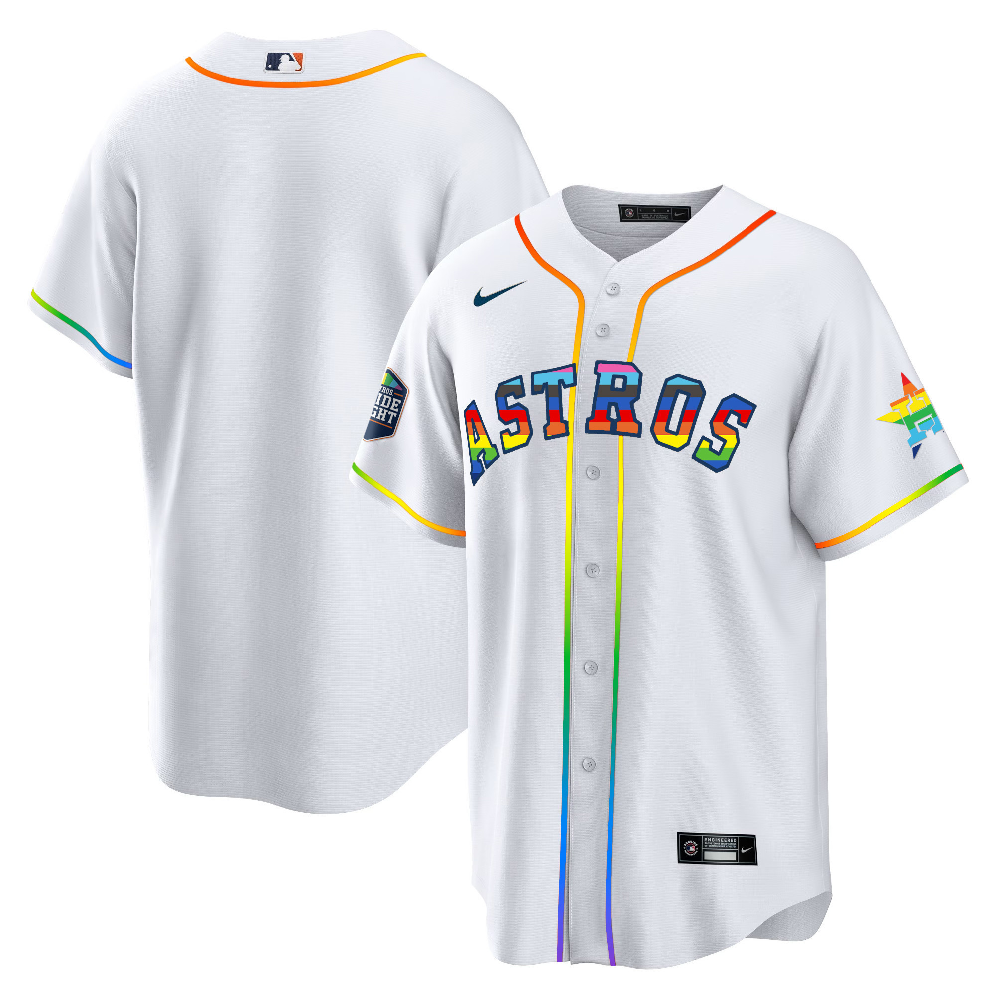 Team Men's Houston Astros 2023 Cool Base Pride White Jersey - All Stitched