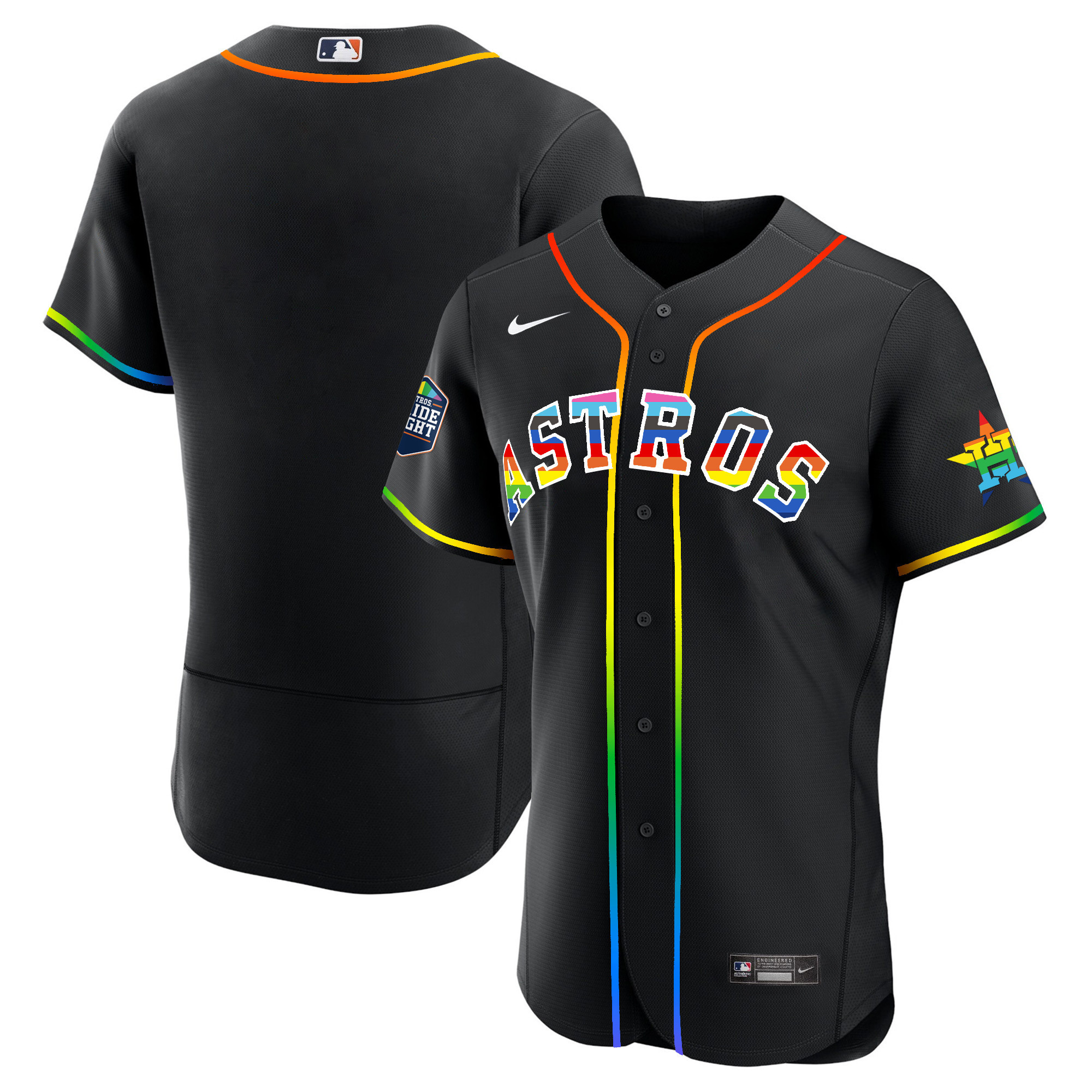 Team Men's Houston Astros 2023 Flex Base Pride Black Jersey - All Stitched