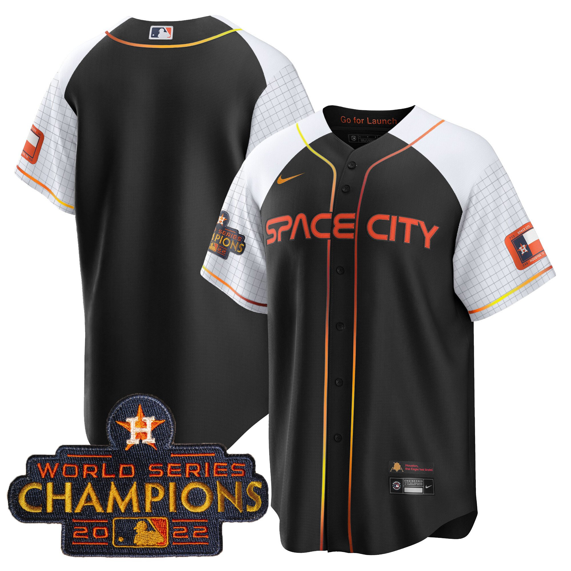 Team Men's Houston Astros 2023 Space City Champions Alternate Cool Black Jersey - All Stitched