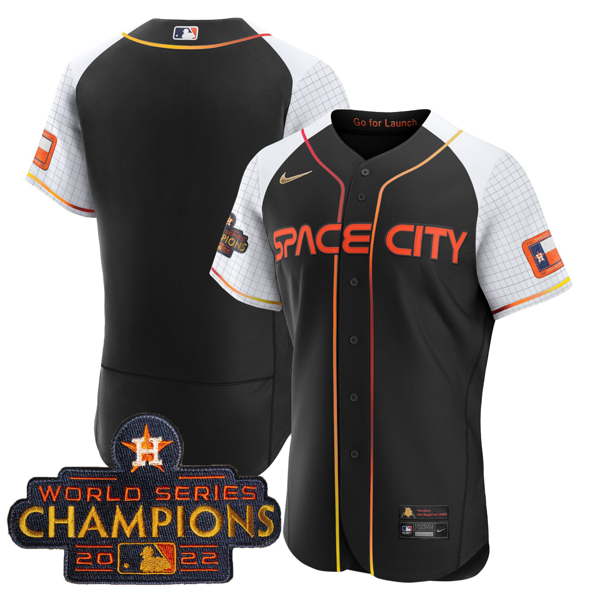 Team Men's Houston Astros 2023 Space City Champions Alternate Flex Black Jersey - All Stitched