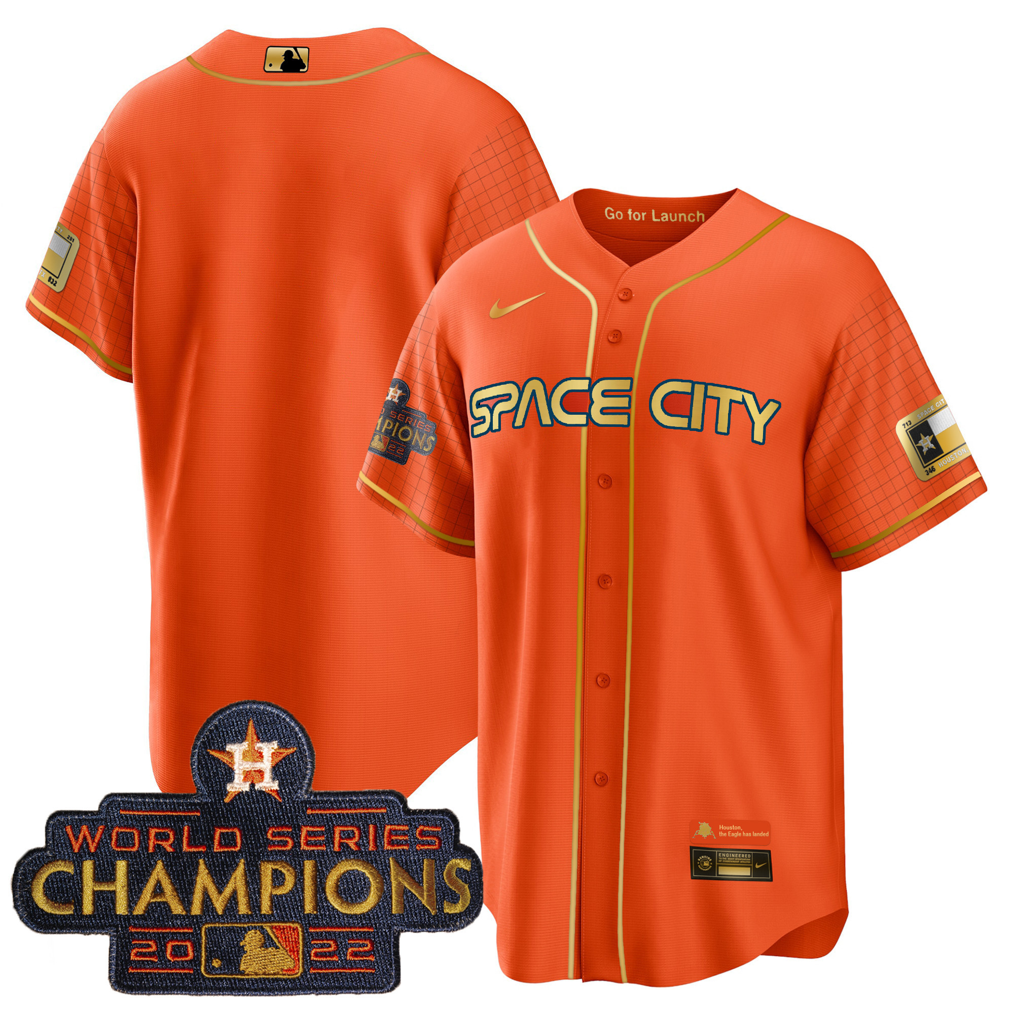 Team Men's Houston Astros 2023 Space City Champions Cool Orange Jersey - All Stitched