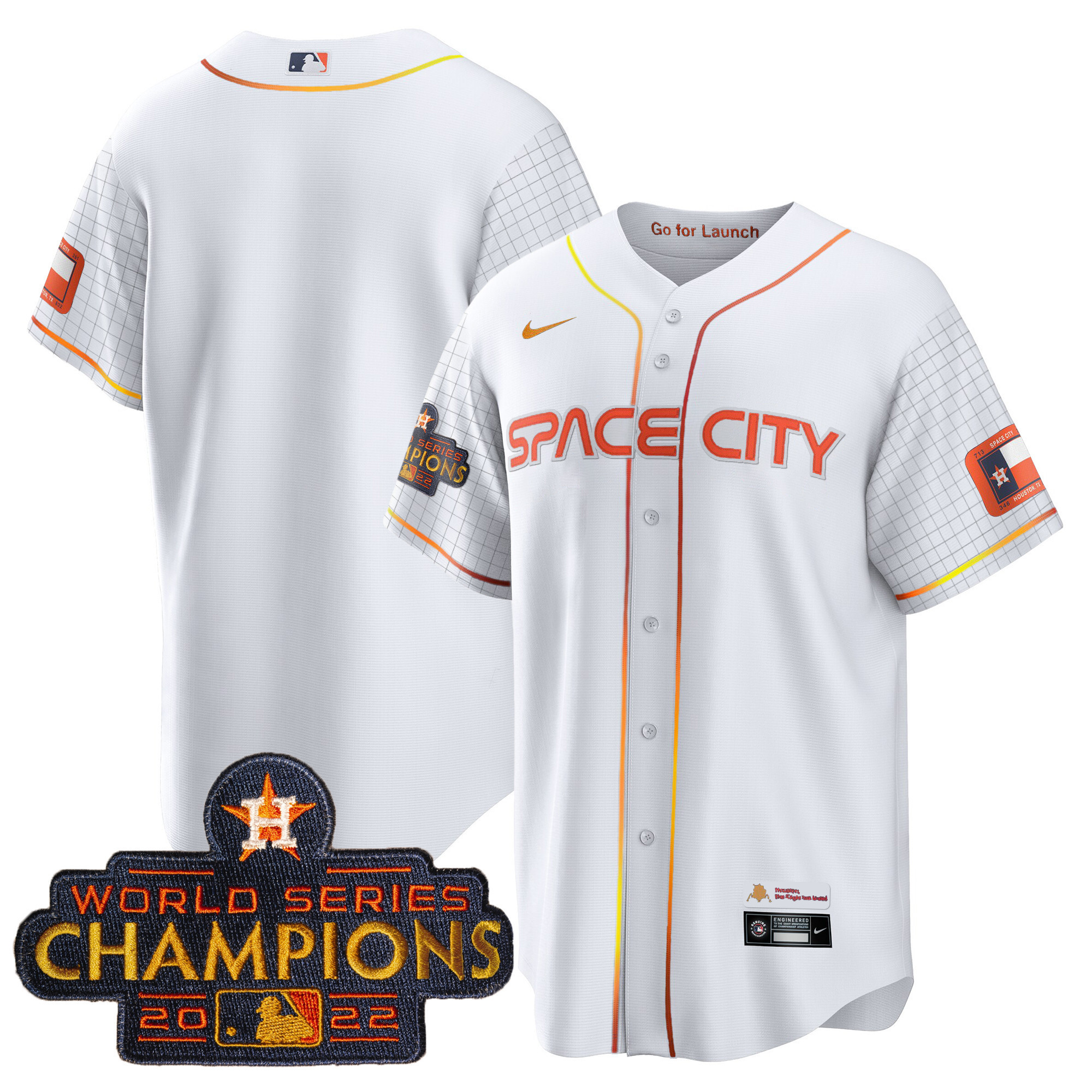 Team Men's Houston Astros 2023 Space City Champions Cool White Jersey - All Stitched