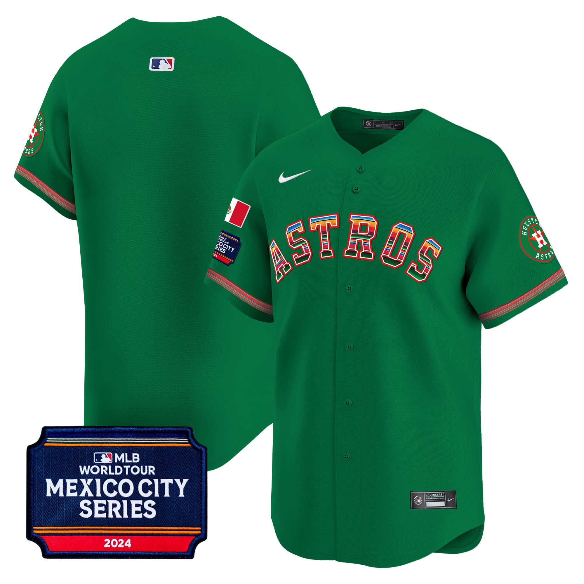 Team Men's Houston Astros 2024 Mexico City Series Patch Vapor Premier Limited Green Jersey - All Stitched