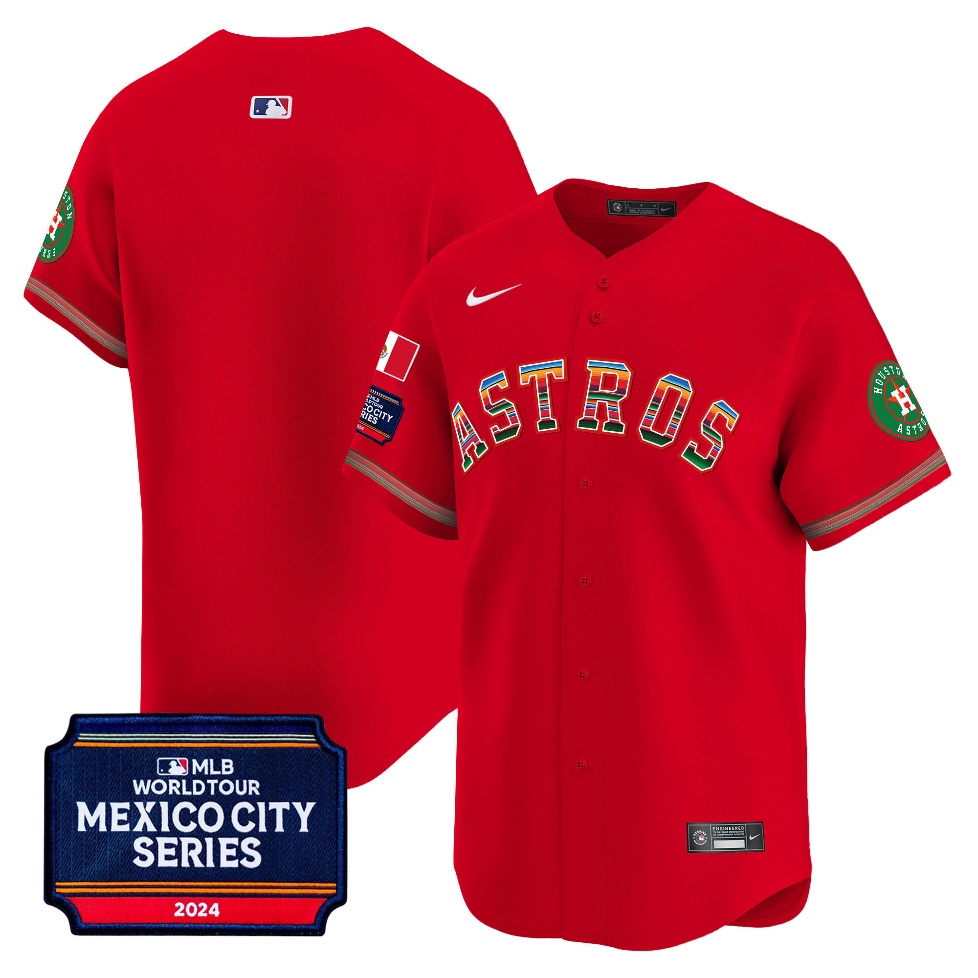 Team Men's Houston Astros 2024 Mexico City Series Patch Vapor Premier Limited Red Jersey - All Stitched