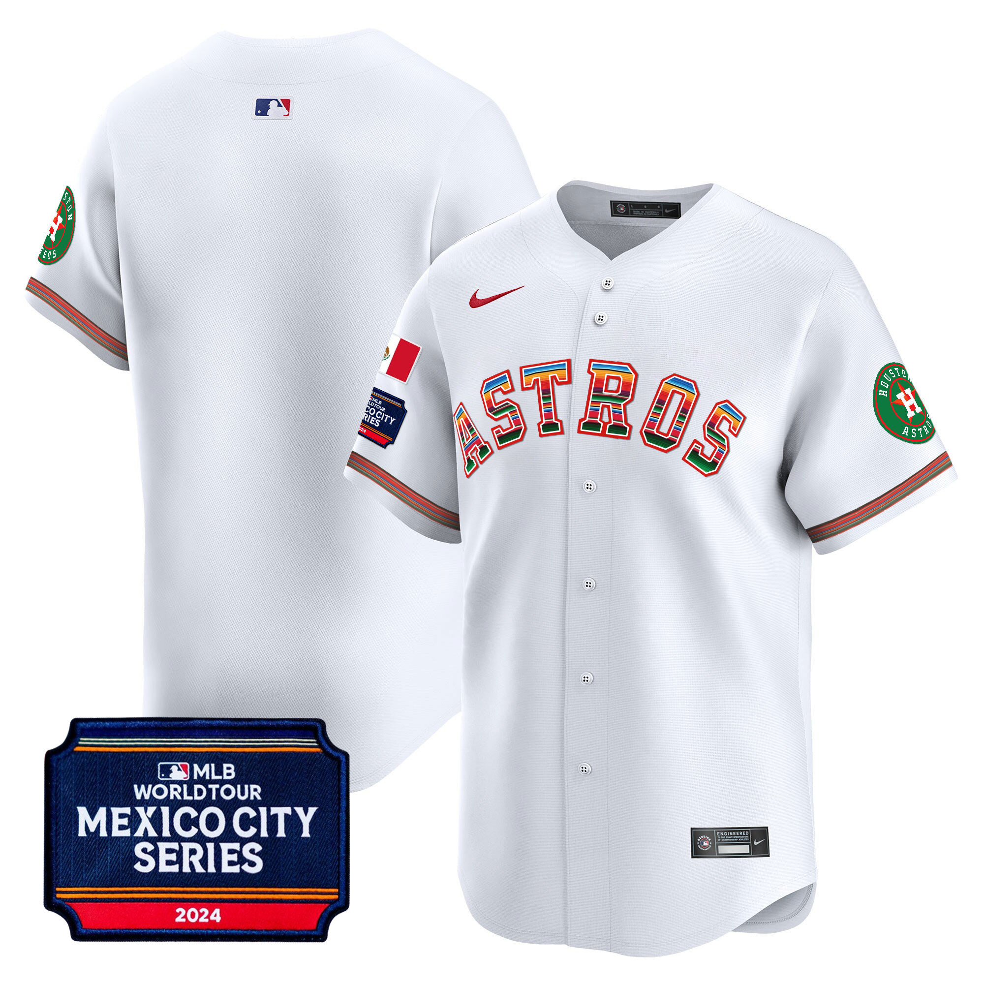 Team Men's Houston Astros 2024 Mexico City Series Patch Vapor Premier Limited White Jersey - All Stitched
