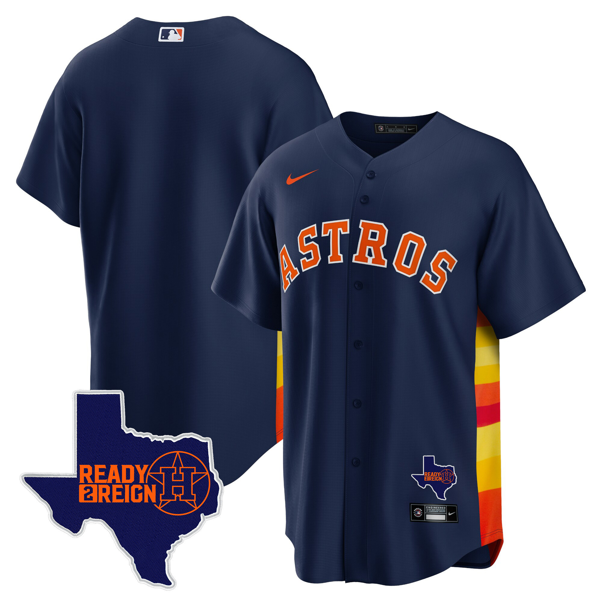 Team Men's Houston Astros 2024 Ready 2 Reign Cool Base Navy Jersey - All Stitched