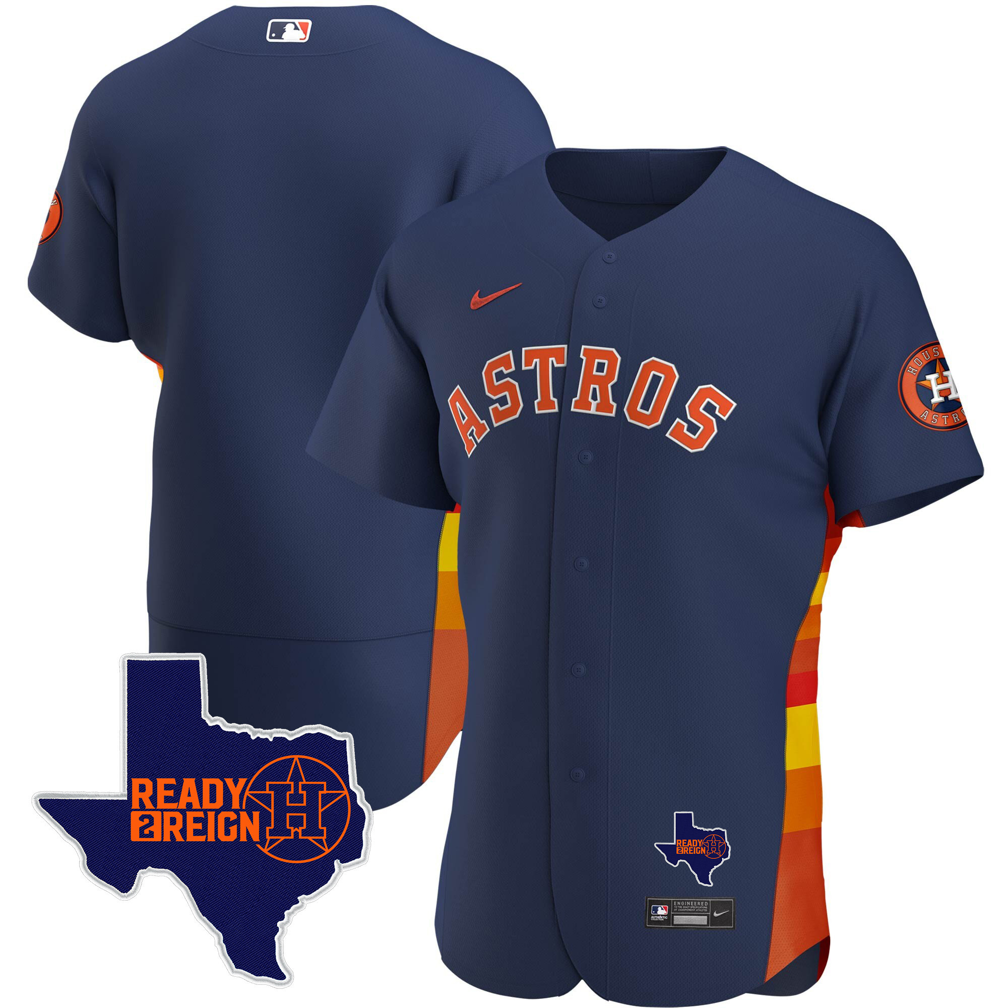 Team Men's Houston Astros 2024 Ready 2 Reign Flex Base Navy Jersey - All Stitched