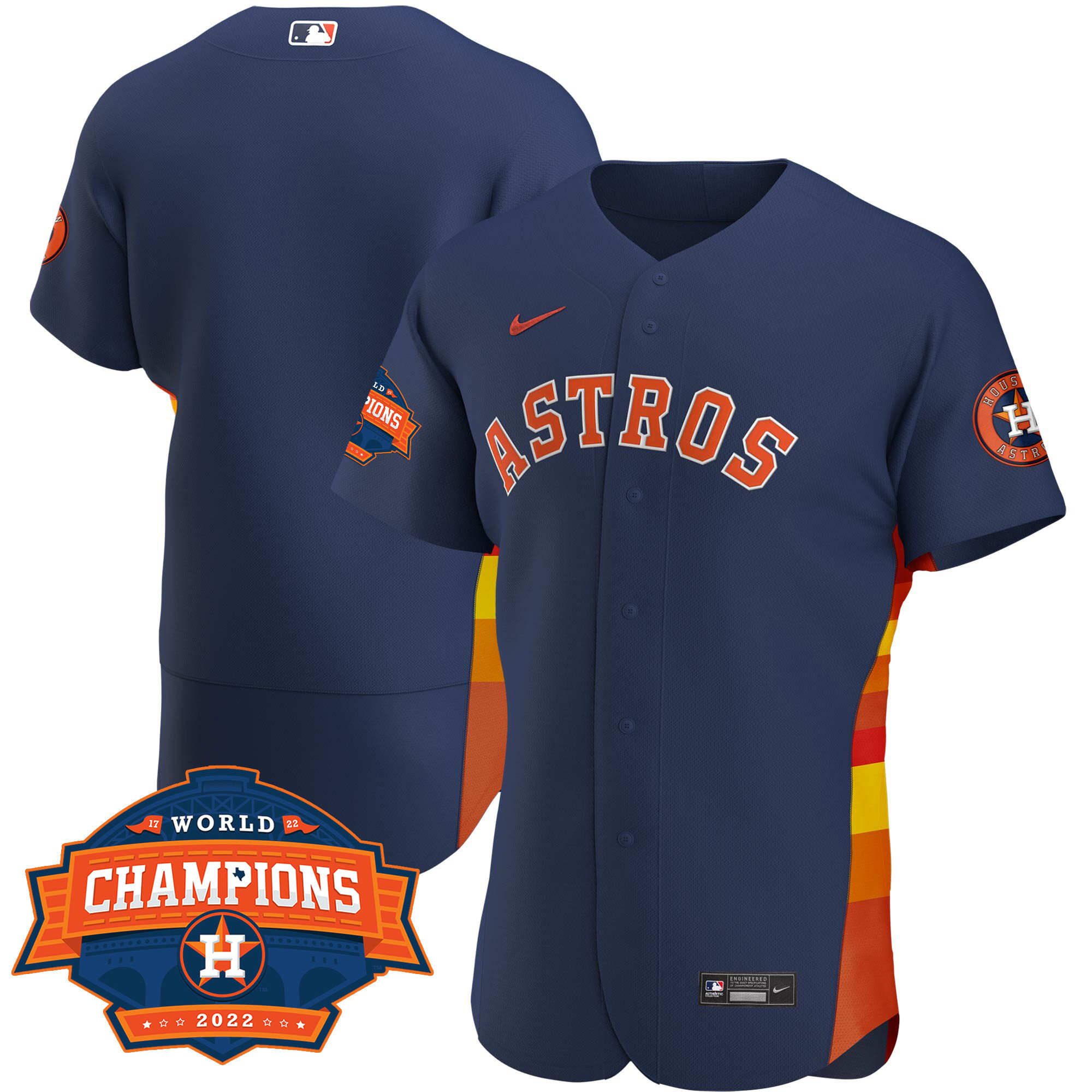Team Men's Houston Astros Alternate Navy 2022 Champions Limited Player Flex Base Jersey - All Stitched