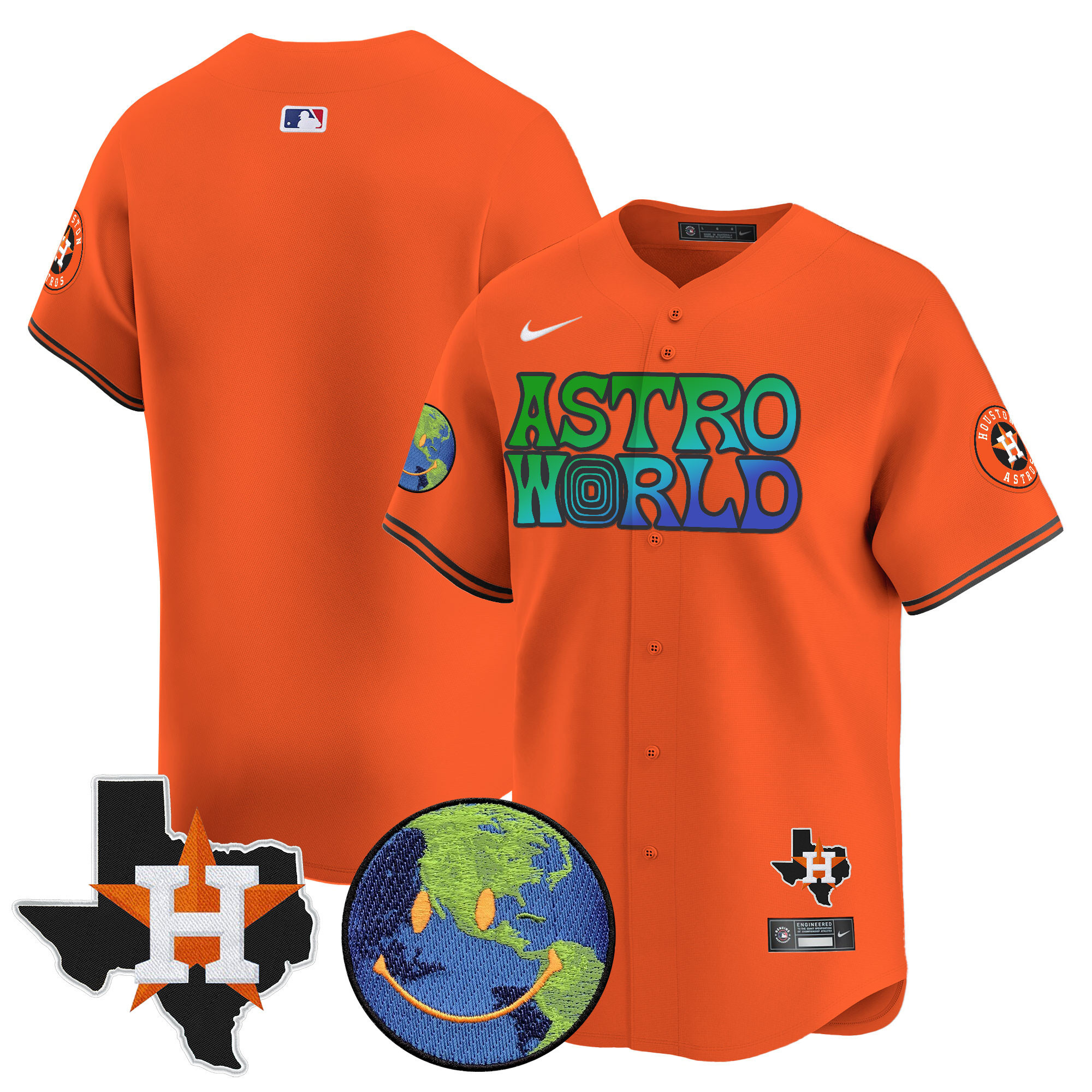Team Men's Houston Astros Cactus Jack Astro World Vapor Premier Limited Orange Jersey - All Stitched