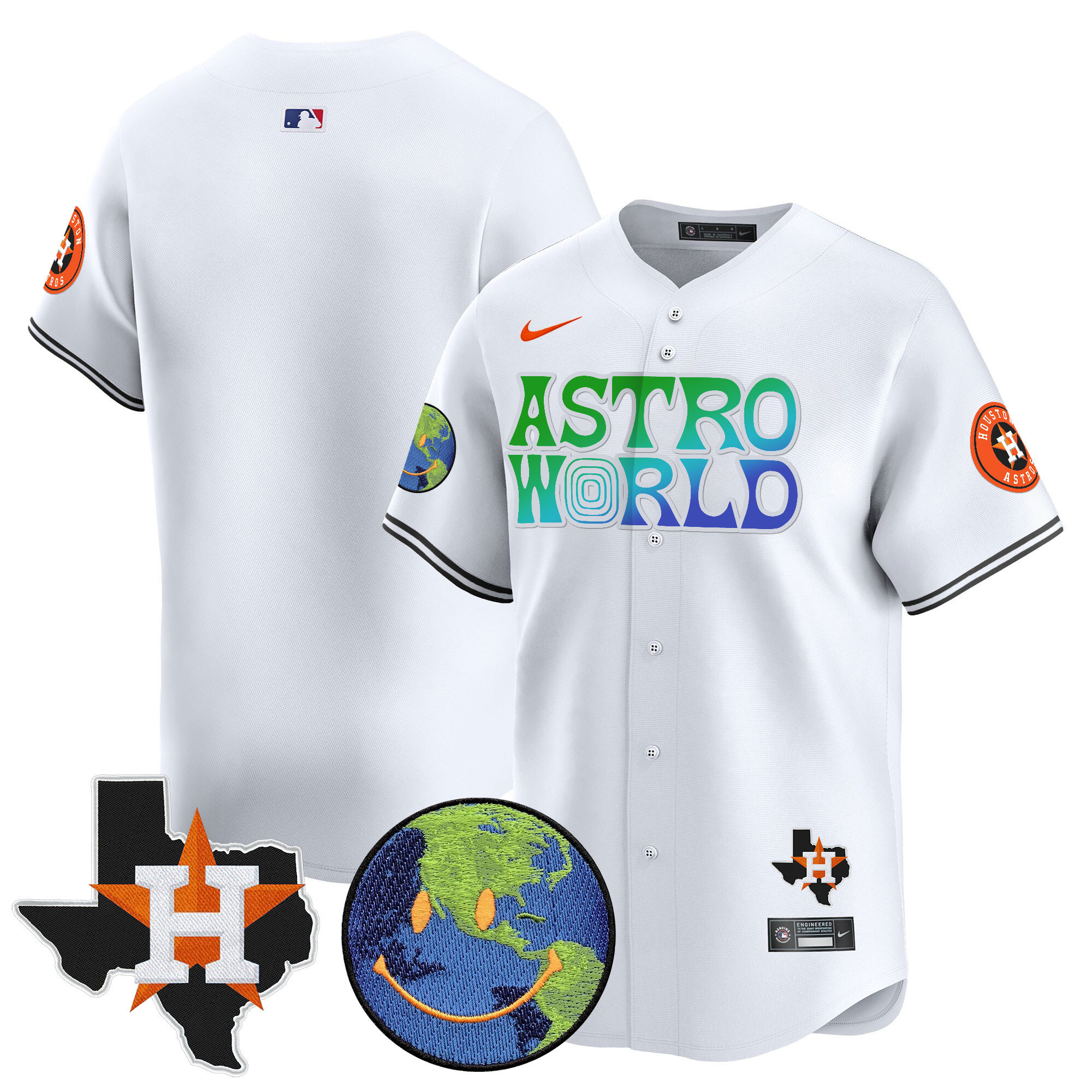 Team Men's Houston Astros Cactus Jack Astro World Vapor Premier Limited White Jersey - All Stitched