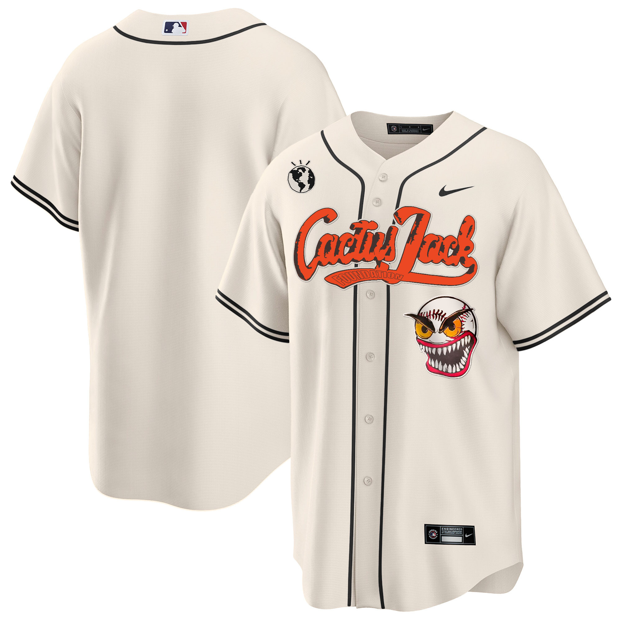 Team Men's Houston Astros Cactus Jack Cool Base Cream Jersey - All Stitched
