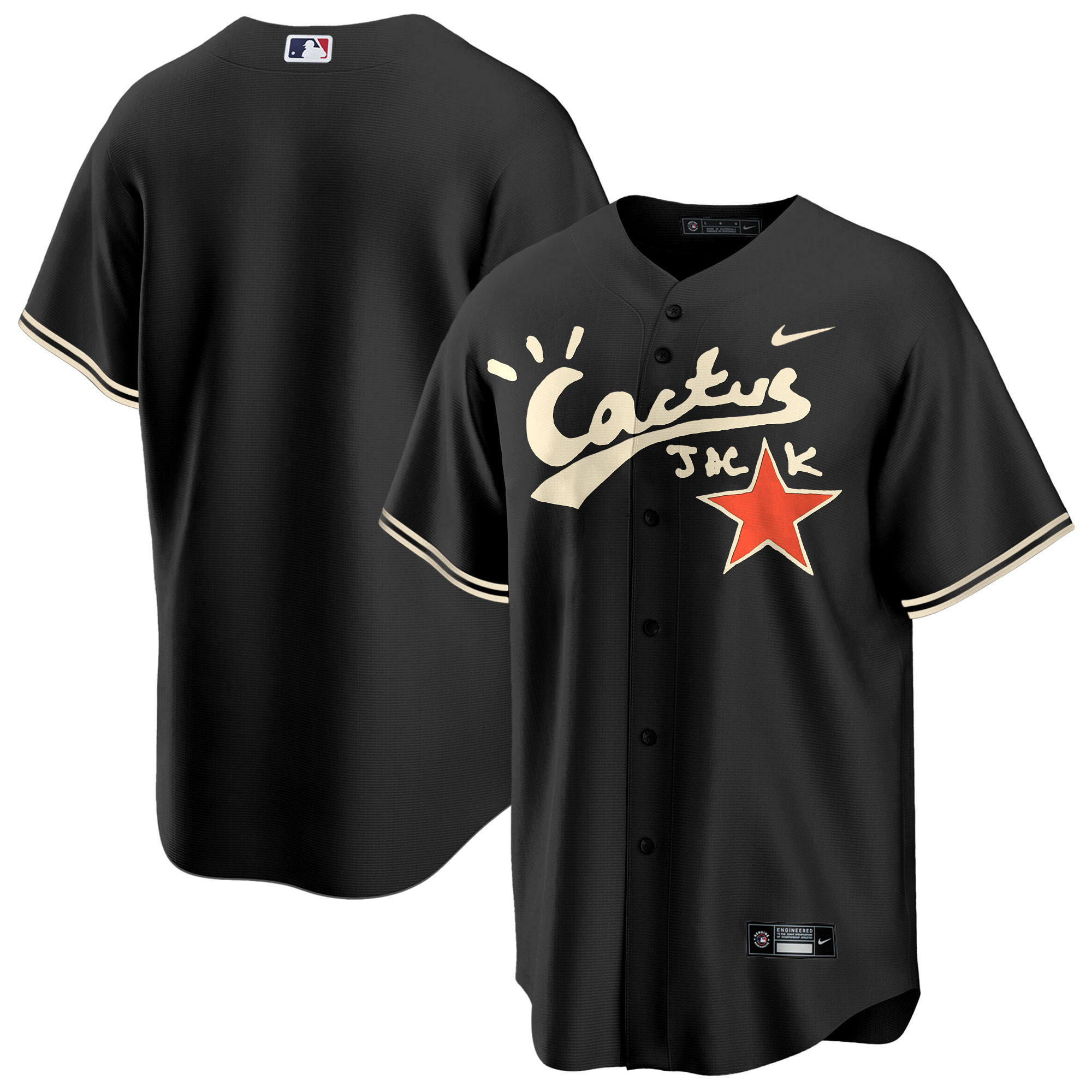 Team Men's Houston Astros Cactus Jack Cool Base V2 Black Jersey - All Stitched