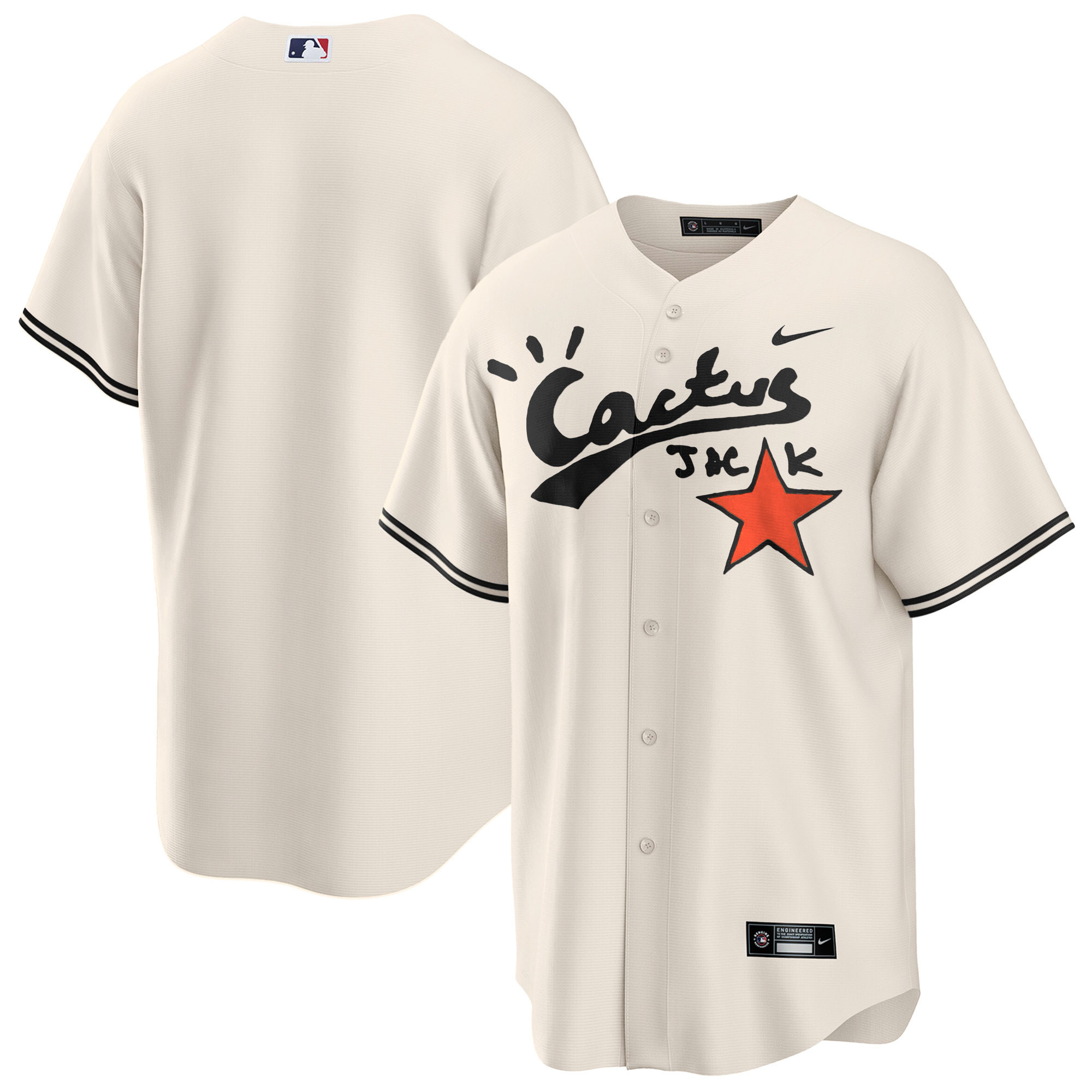 Team Men's Houston Astros Cactus Jack Cool Base V2 Cream Jersey - All Stitched