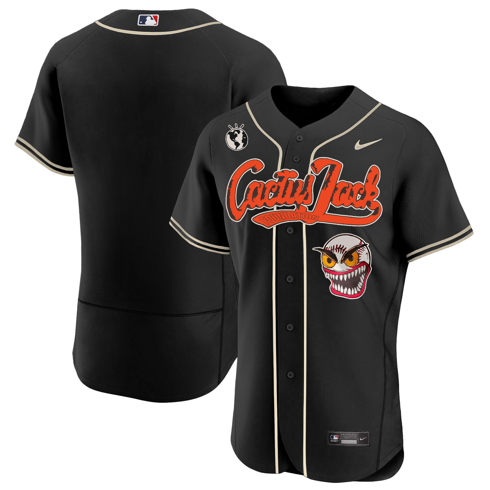 Team Men's Houston Astros Cactus Jack Flex Base Black Jersey - All Stitched