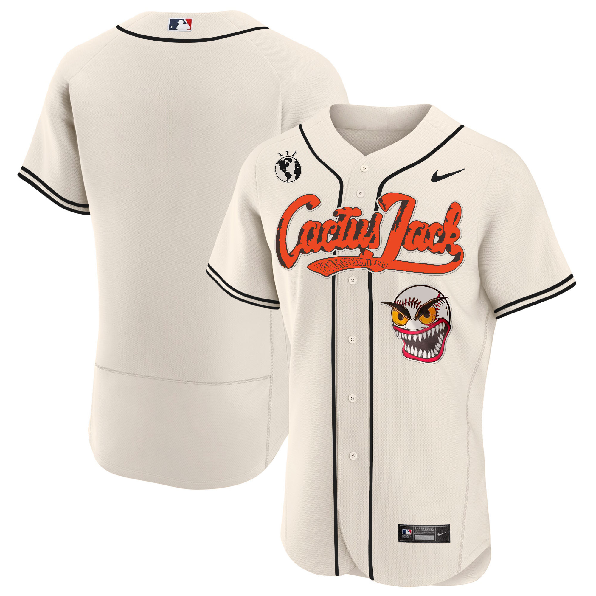 Team Men's Houston Astros Cactus Jack Flex Base Cream Jersey - All Stitched