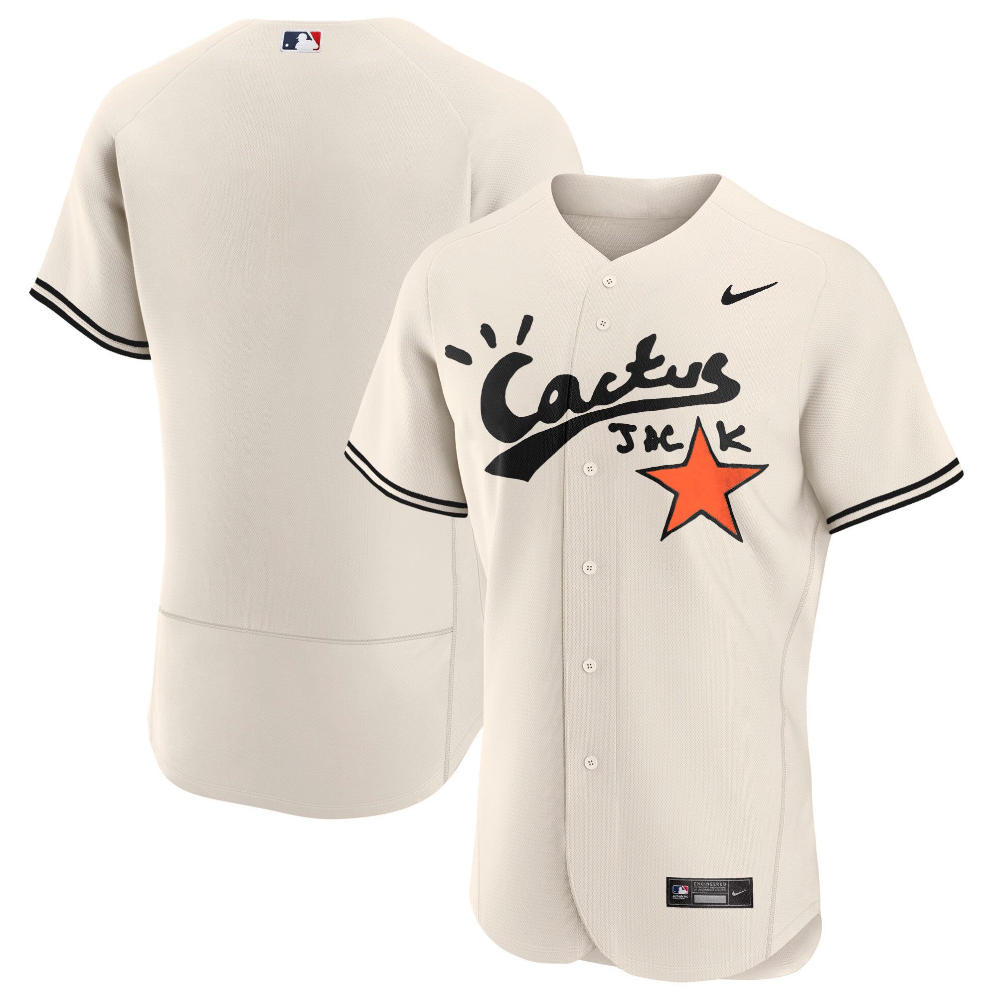 Team Men's Houston Astros Cactus Jack Flex Base V2 Cream Jersey - All Stitched
