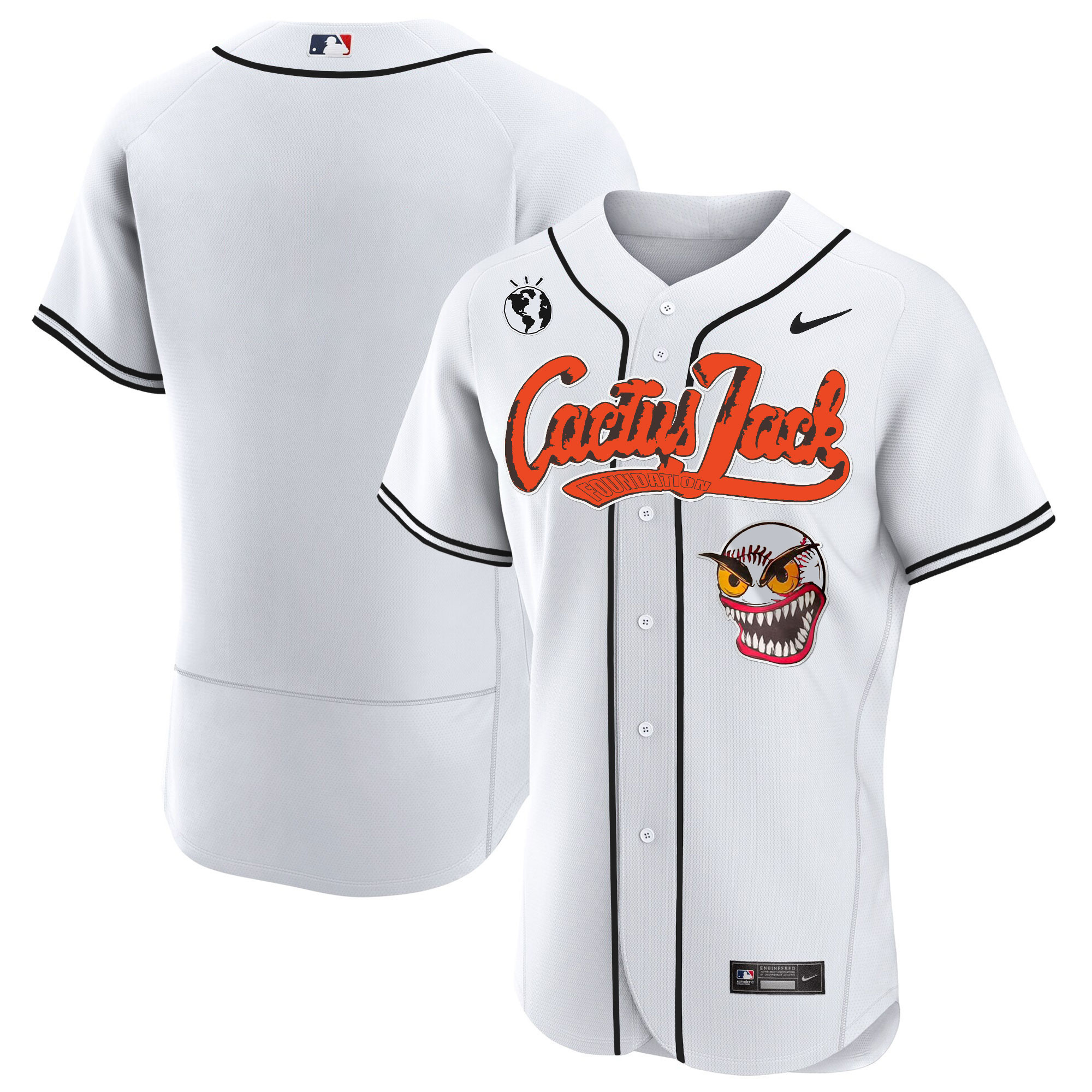 Team Men's Houston Astros Cactus Jack Flex Base White Jersey - All Stitched