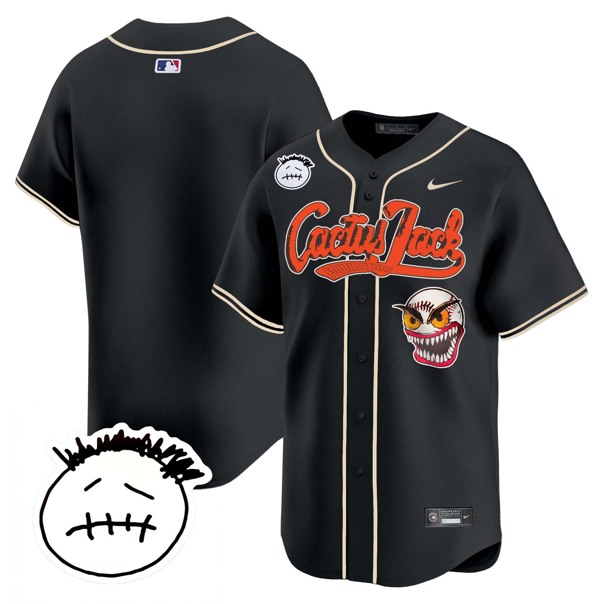 Team Men's Houston Astros Cactus Jack Patch Vapor Premier Limited V3 Black Jersey - All Stitched